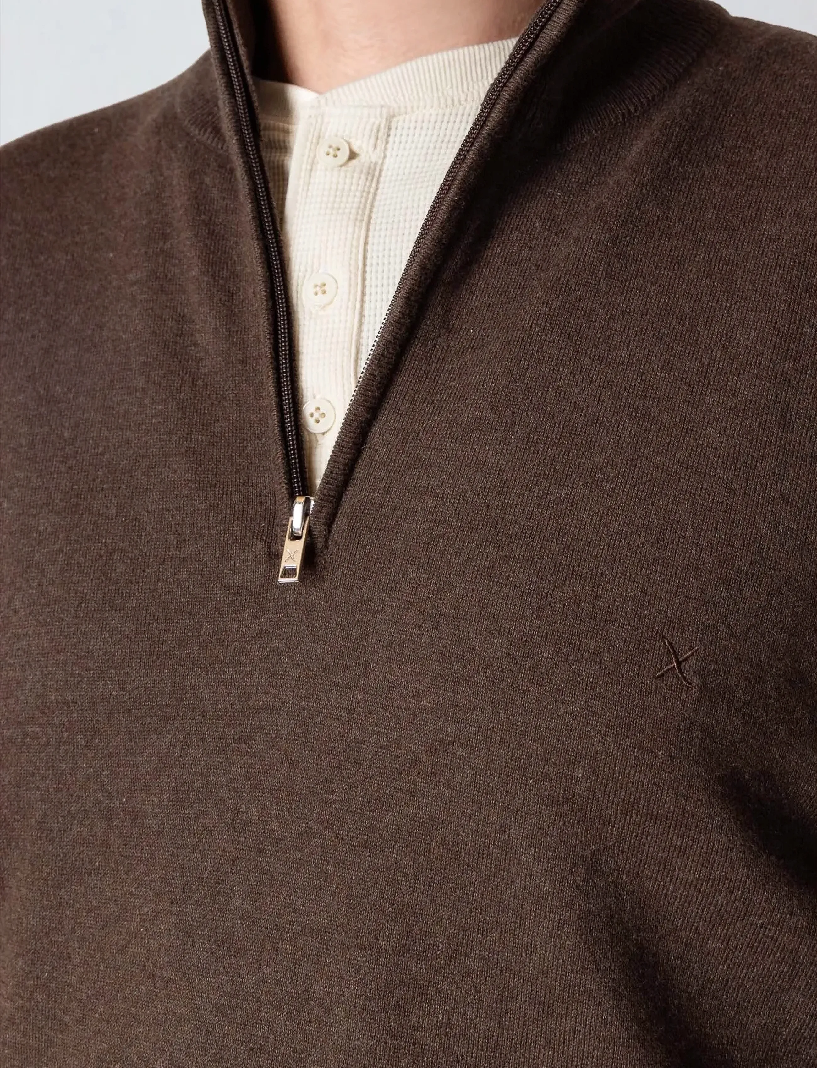 Clean Cut Copenhagen - Claude half-zip knit - strik - brown melangÈ - 5