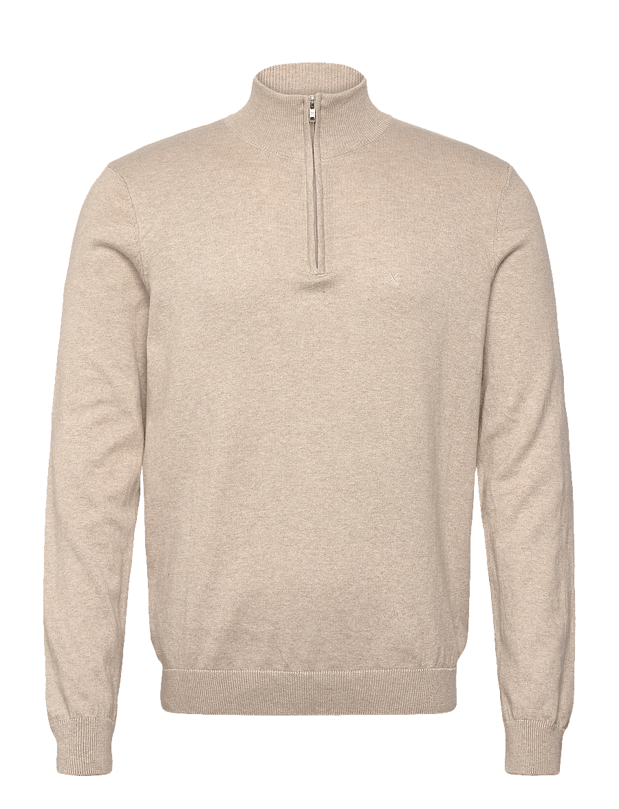 Clean Cut Copenhagen - Claude half-zip knit - half zip jumpers - ecru melange - 1