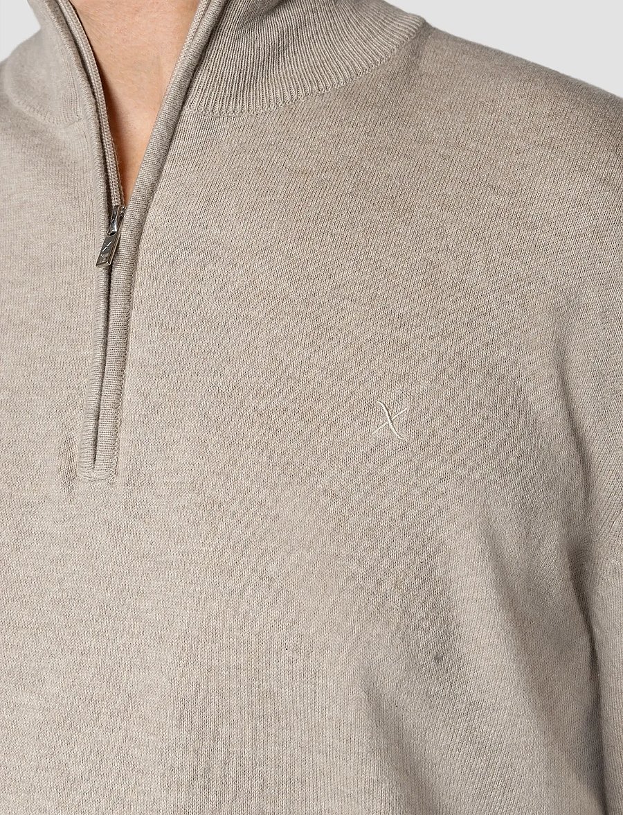 Clean Cut Copenhagen - Claude half-zip knit - half zip jumpers - ecru melange - 5