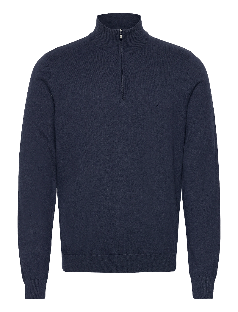 Clean Cut Copenhagen - Claude half-zip knit - neuleet joissa puolipitkä vetoketju - navy melange - 1