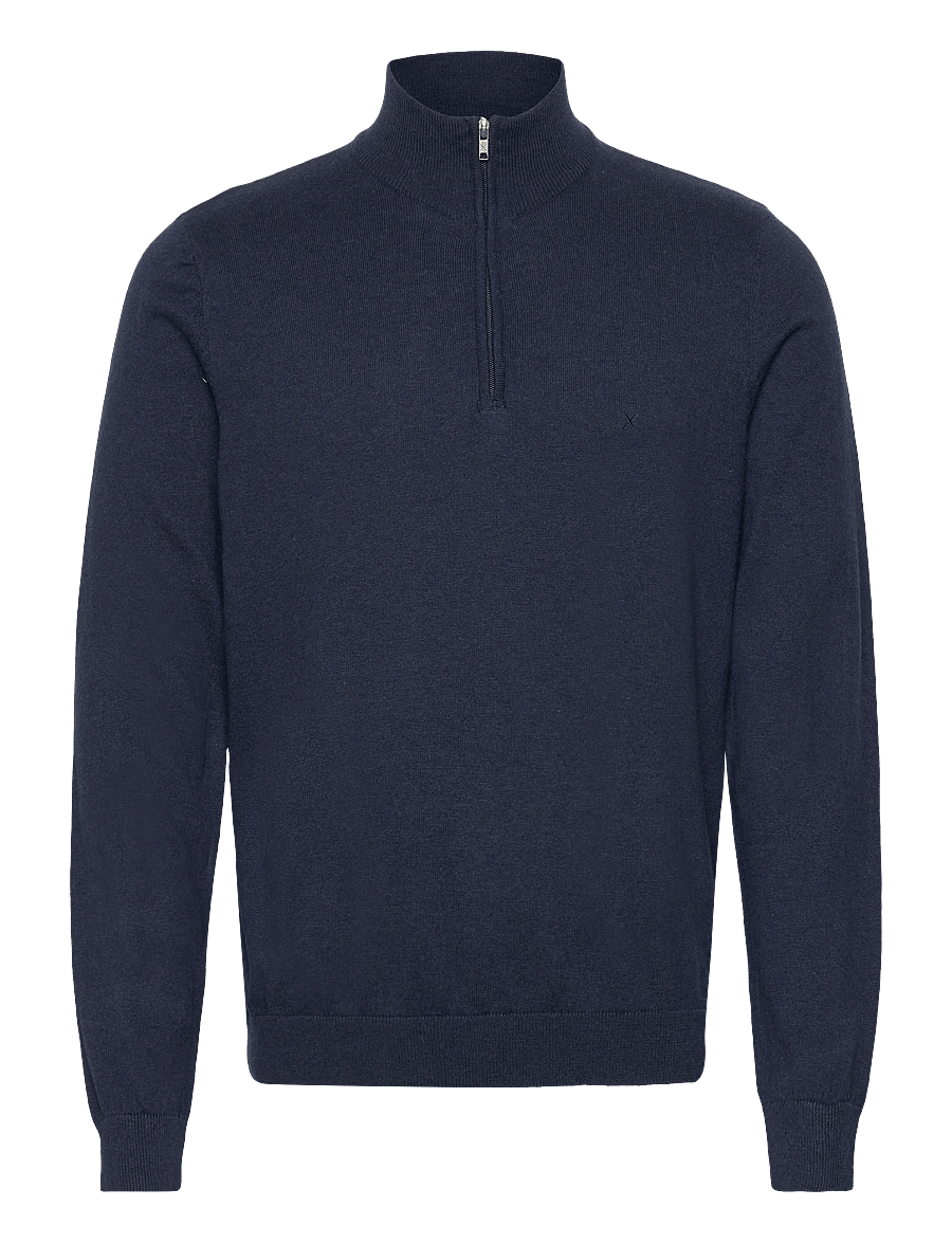 Clean Cut Copenhagen - Claude half-zip knit - pullover mit halbem reißverschluss - navy melange - 1