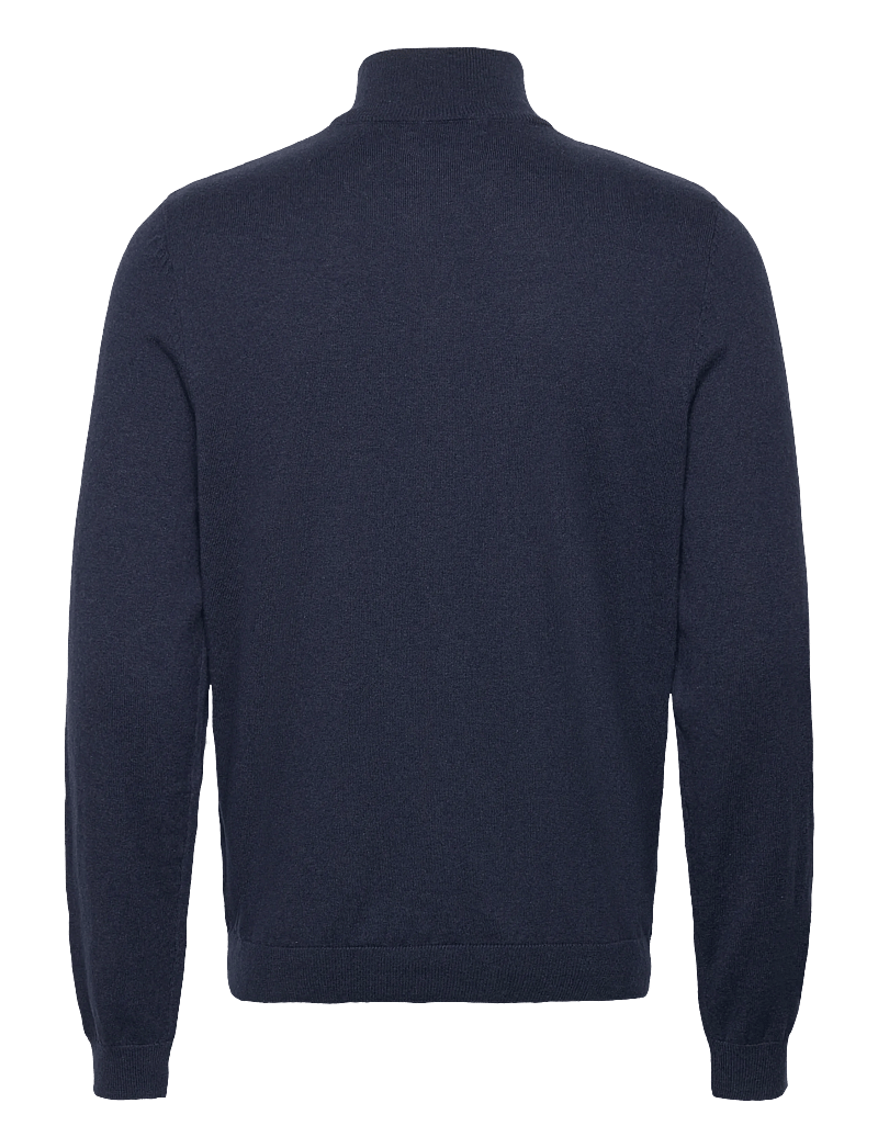 Clean Cut Copenhagen - Claude half-zip knit - neuleet joissa puolipitkä vetoketju - navy melange - 2