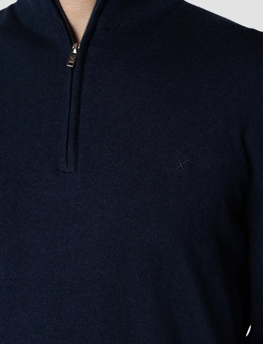 Clean Cut Copenhagen - Claude half-zip knit - pullover mit halbem reißverschluss - navy melange - 5