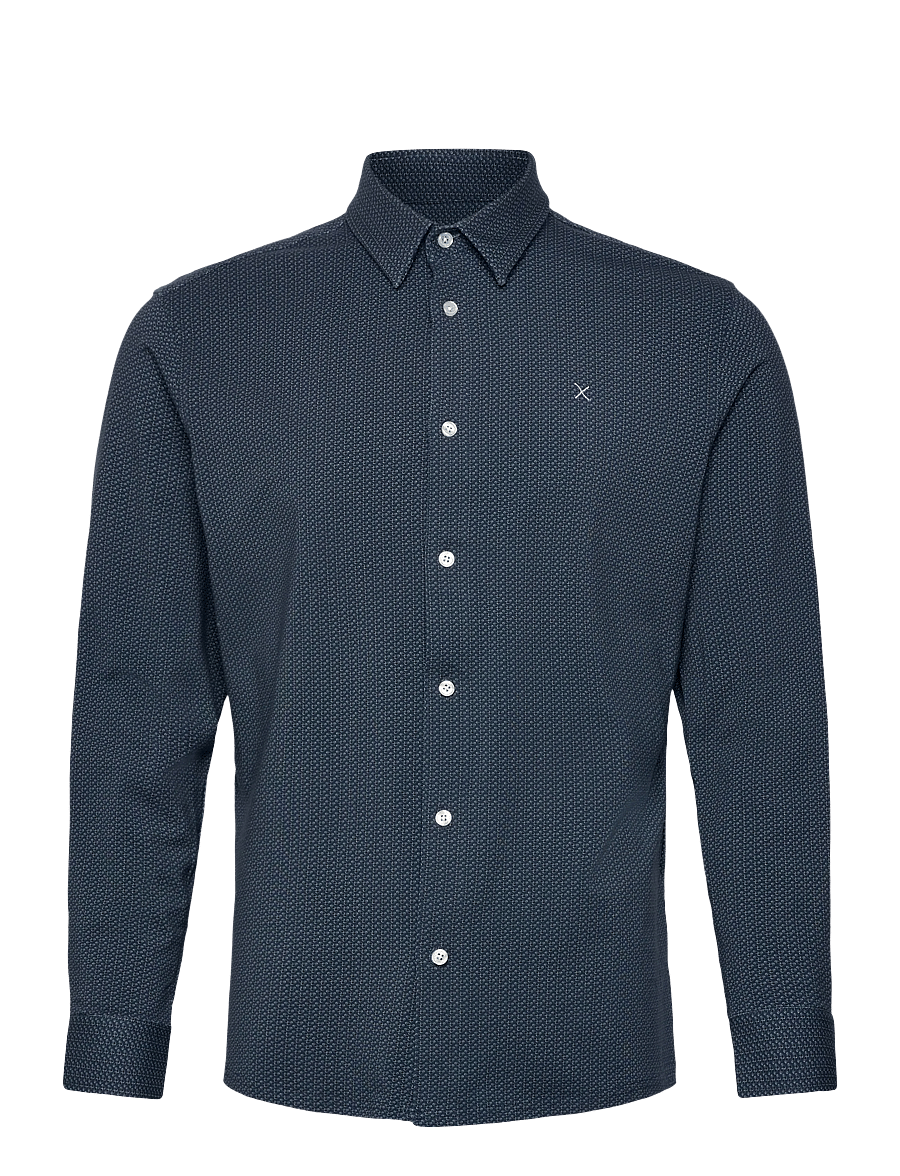 Clean Cut Copenhagen - Clean Formal AOP Stretch Shirt L/S - formelle skjorter - navy - 1