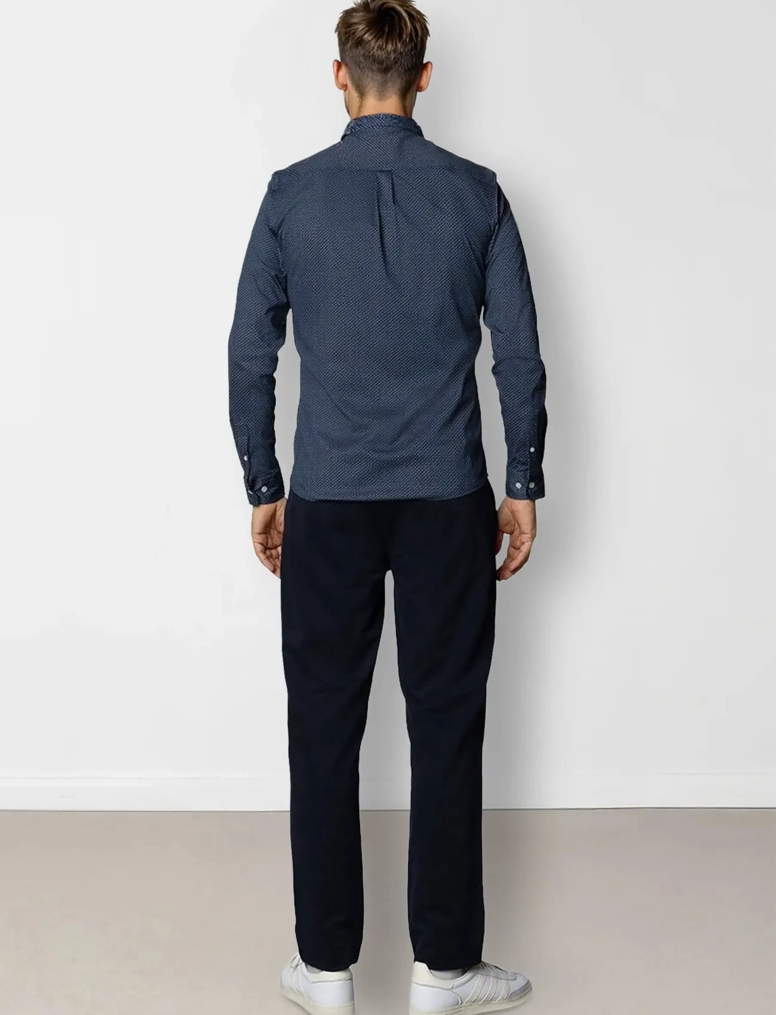 Clean Cut Copenhagen - Clean Formal AOP Stretch Shirt L/S - formelle skjorter - navy - 3