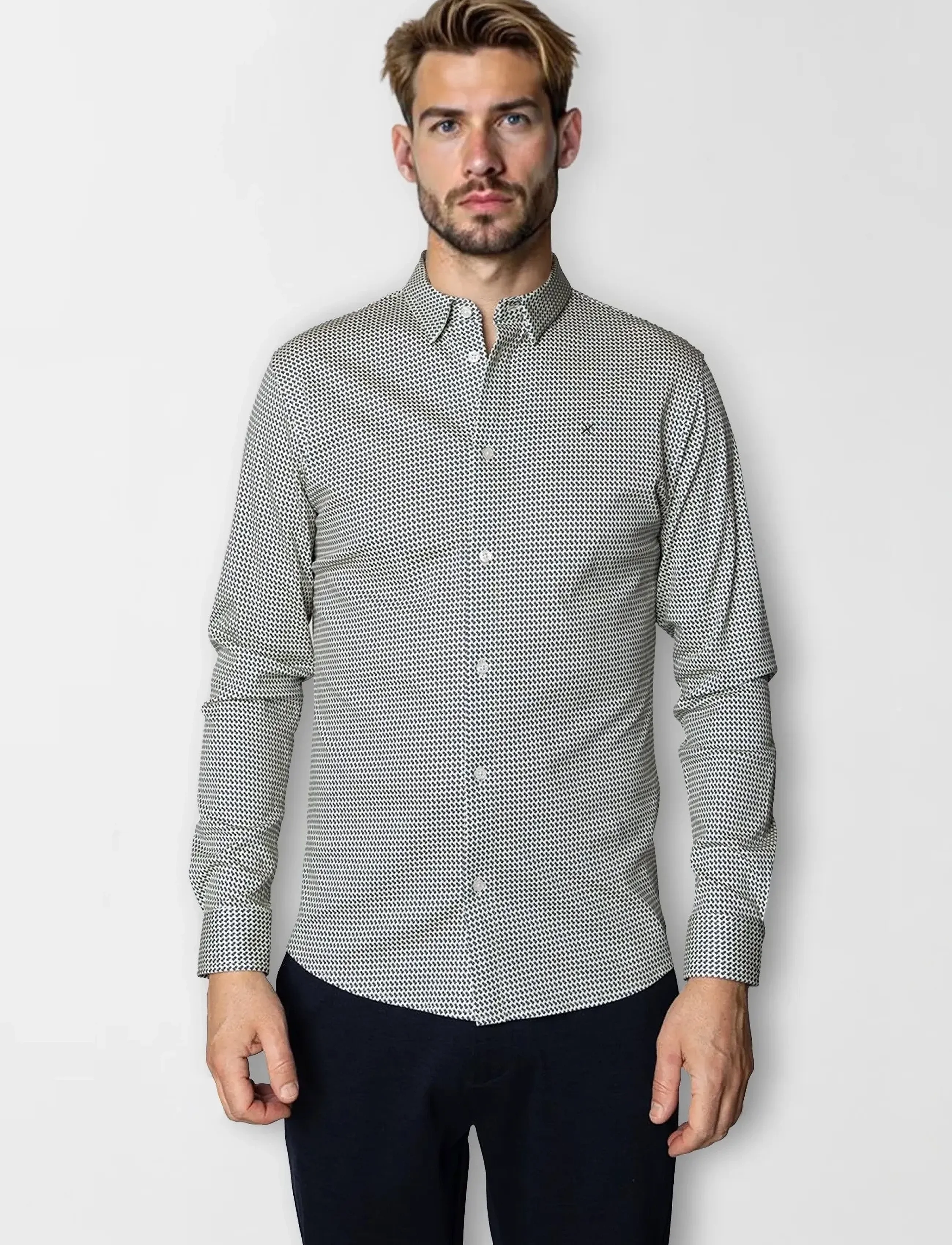 Clean Cut Copenhagen Clean Formal Aop Stretch Shirt L/S, Mænd, Mønstret Formel Langærmet Skjorte, Multi/mønstret, Str: S