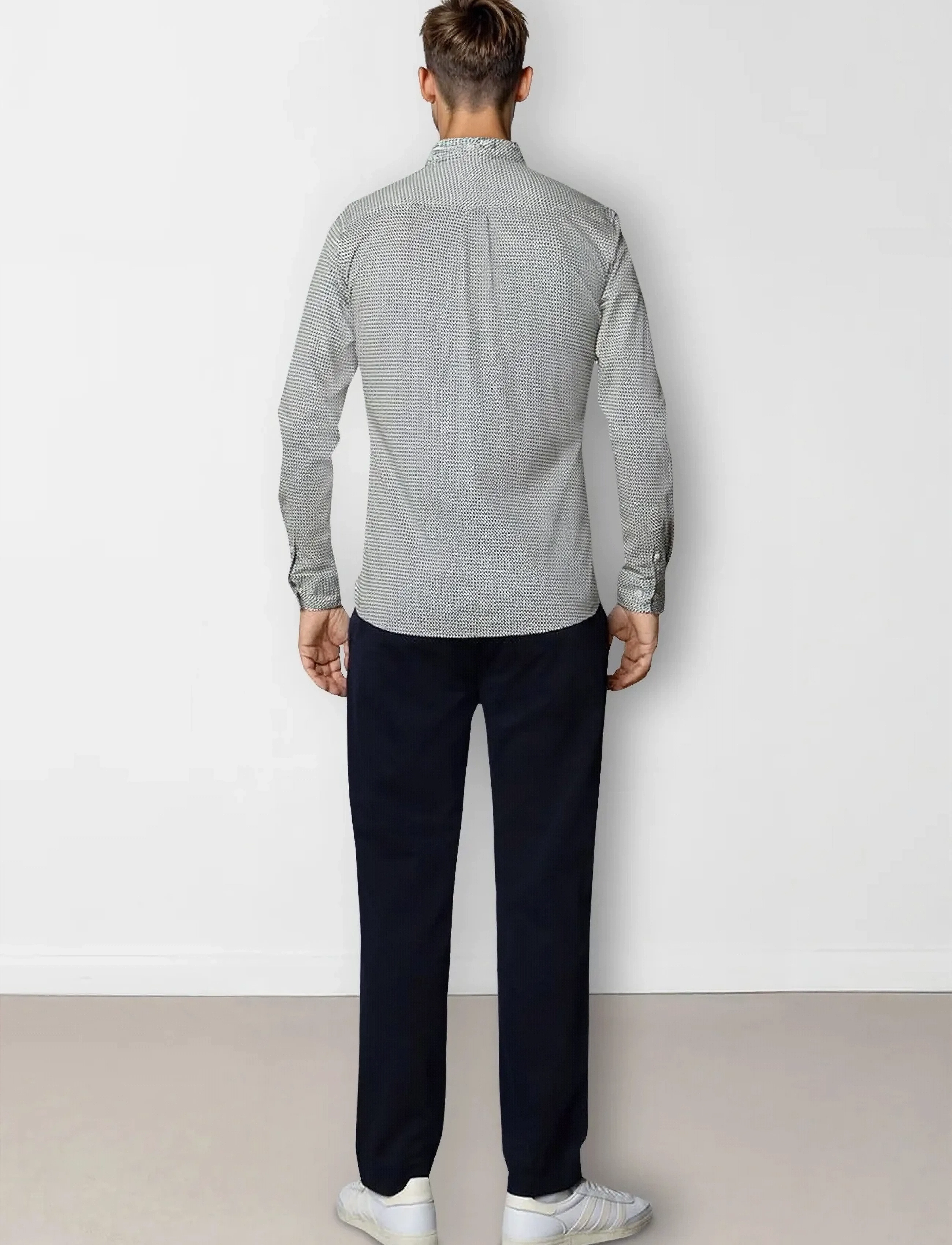 Clean Cut Copenhagen - Clean Formal AOP Stretch Shirt L/S - formālie krekli - white - 4