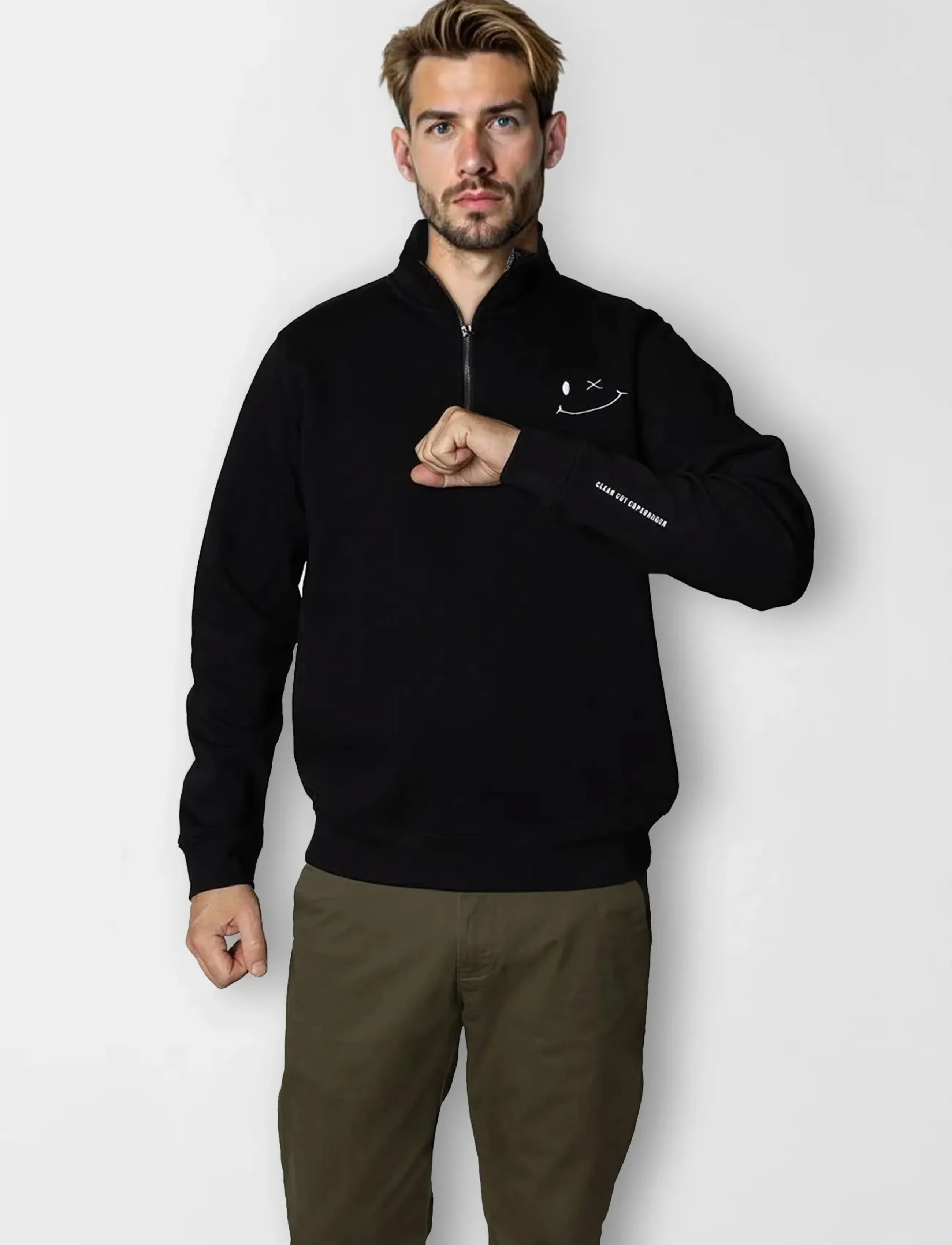 Clean Cut Copenhagen - Patrick half-zip sweatshirt - dressipluusid - black - 3