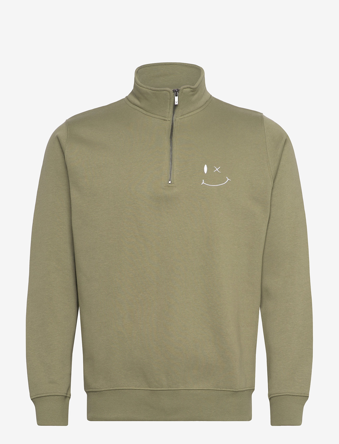 Clean Cut Copenhagen - Patrick half-zip sweatshirt - kollektioner - dusty green - 1