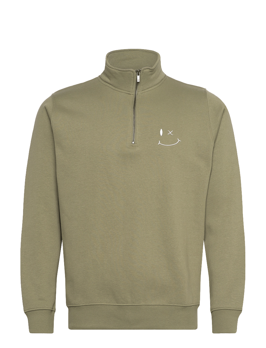 Clean Cut Copenhagen - Patrick half-zip sweatshirt - dressipluusid - dusty green - 1