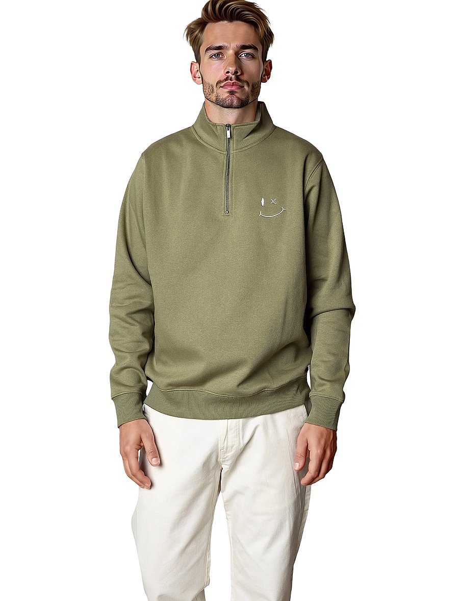 Clean Cut Copenhagen - Patrick half-zip sweatshirt - dressipluusid - dusty green - 0