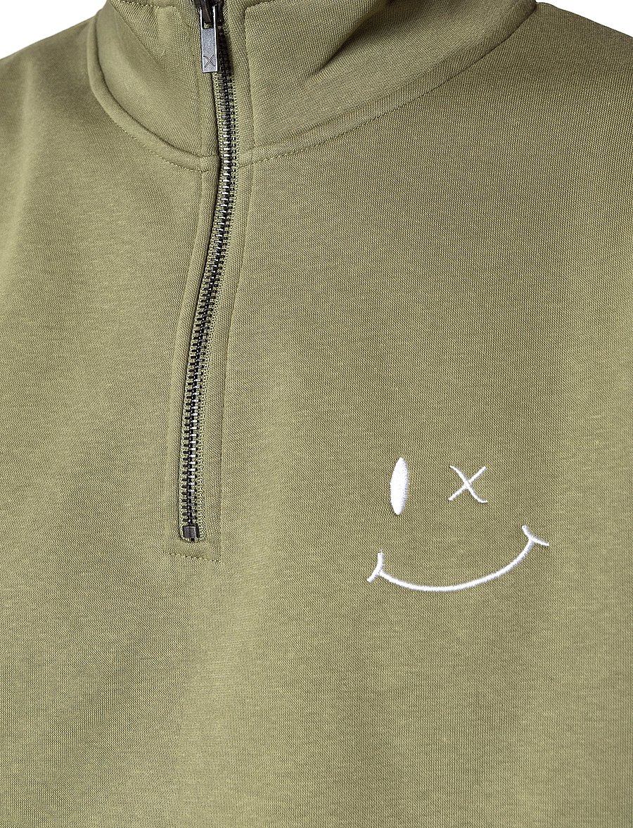 Clean Cut Copenhagen - Patrick half-zip sweatshirt - dressipluusid - dusty green - 3