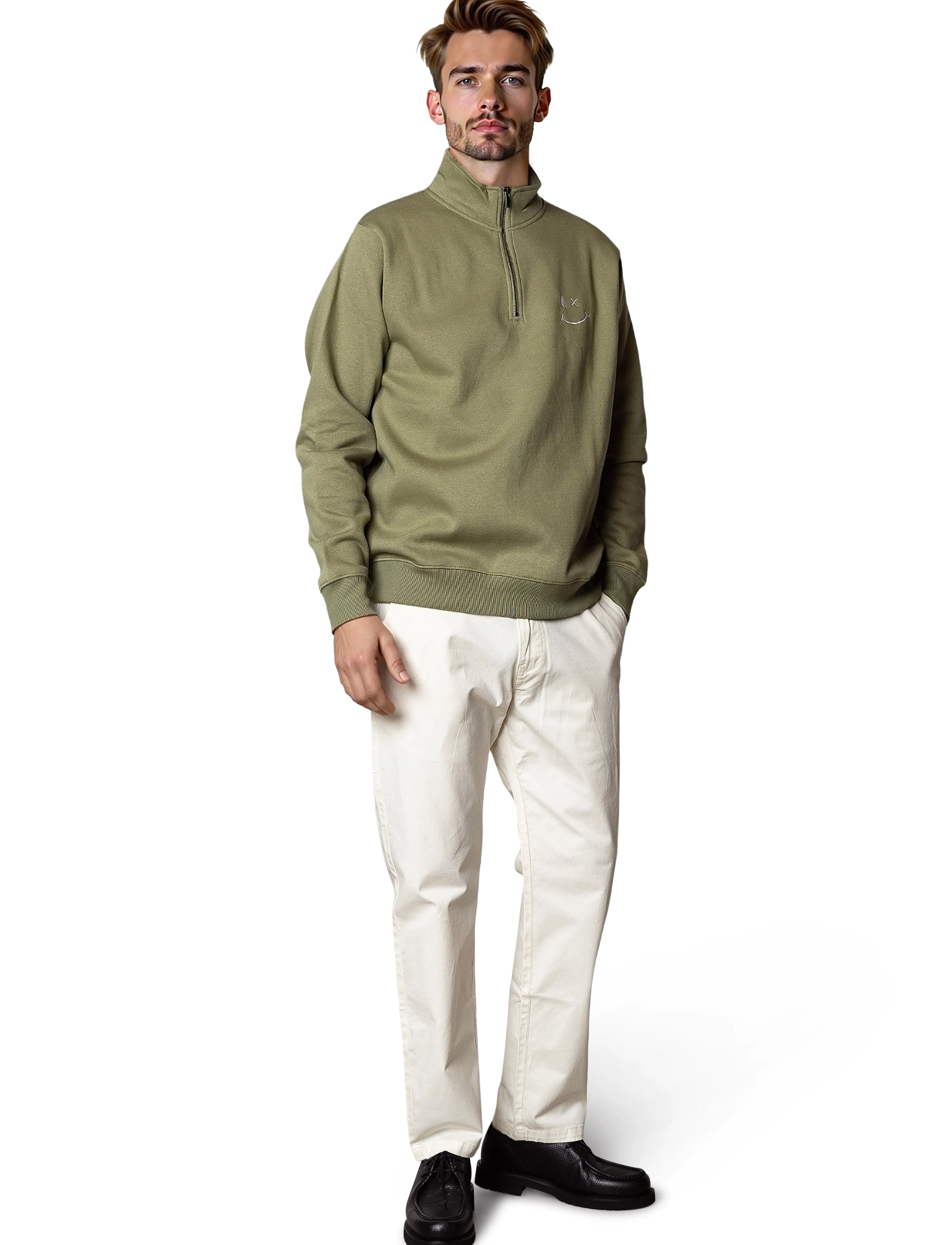 Clean Cut Copenhagen - Patrick half-zip sweatshirt - sweatshirts - dusty green - 4