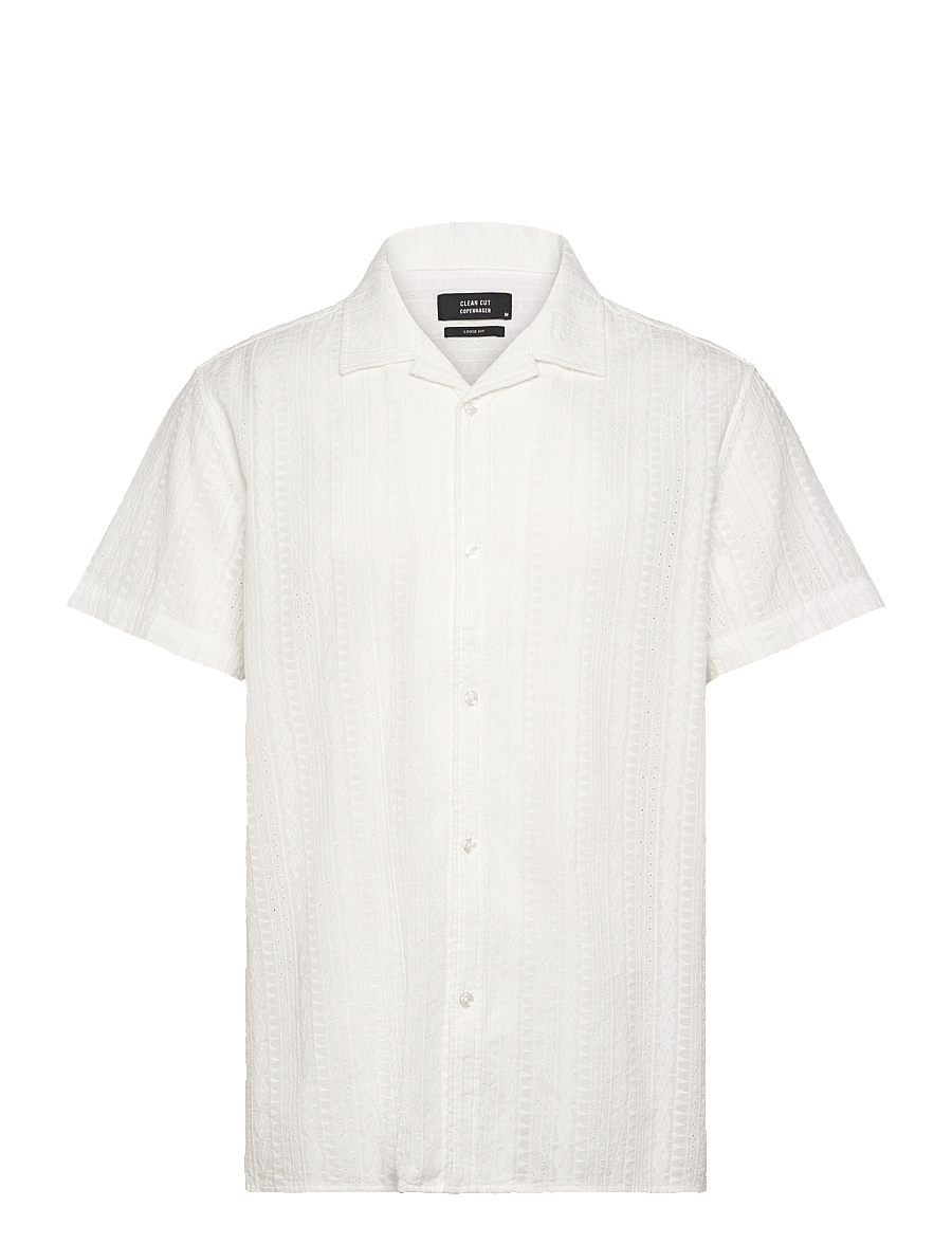Clean Cut Copenhagen - Bowling Bob shirt SS - kurzarmhemden - white - 1