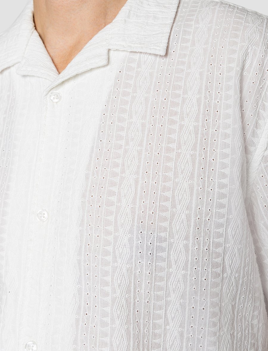 Clean Cut Copenhagen - Bowling Bob shirt SS - kurzarmhemden - white - 3
