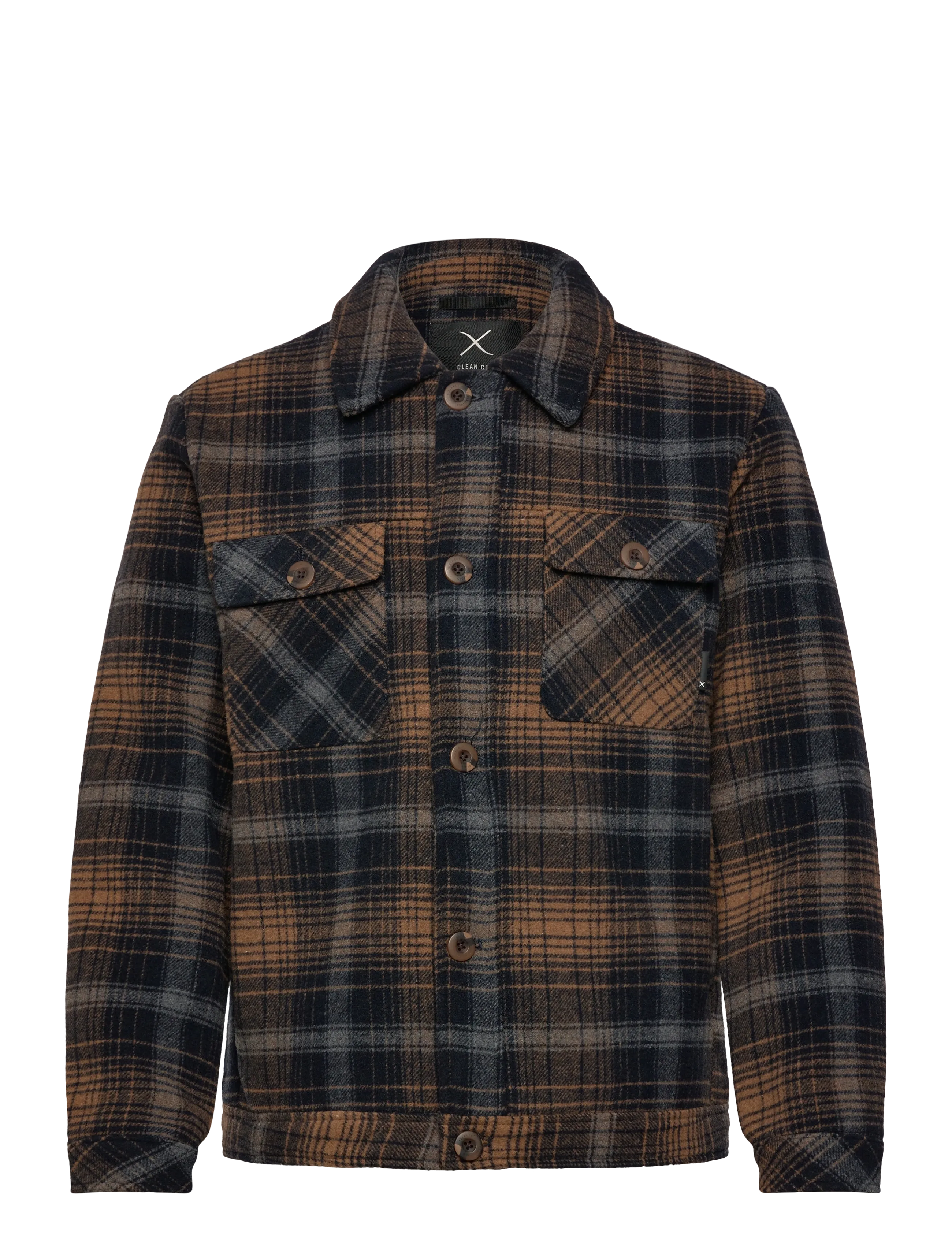 Clean Cut Copenhagen Luke check wool jacket - Tøj - DARK NAVY / brown