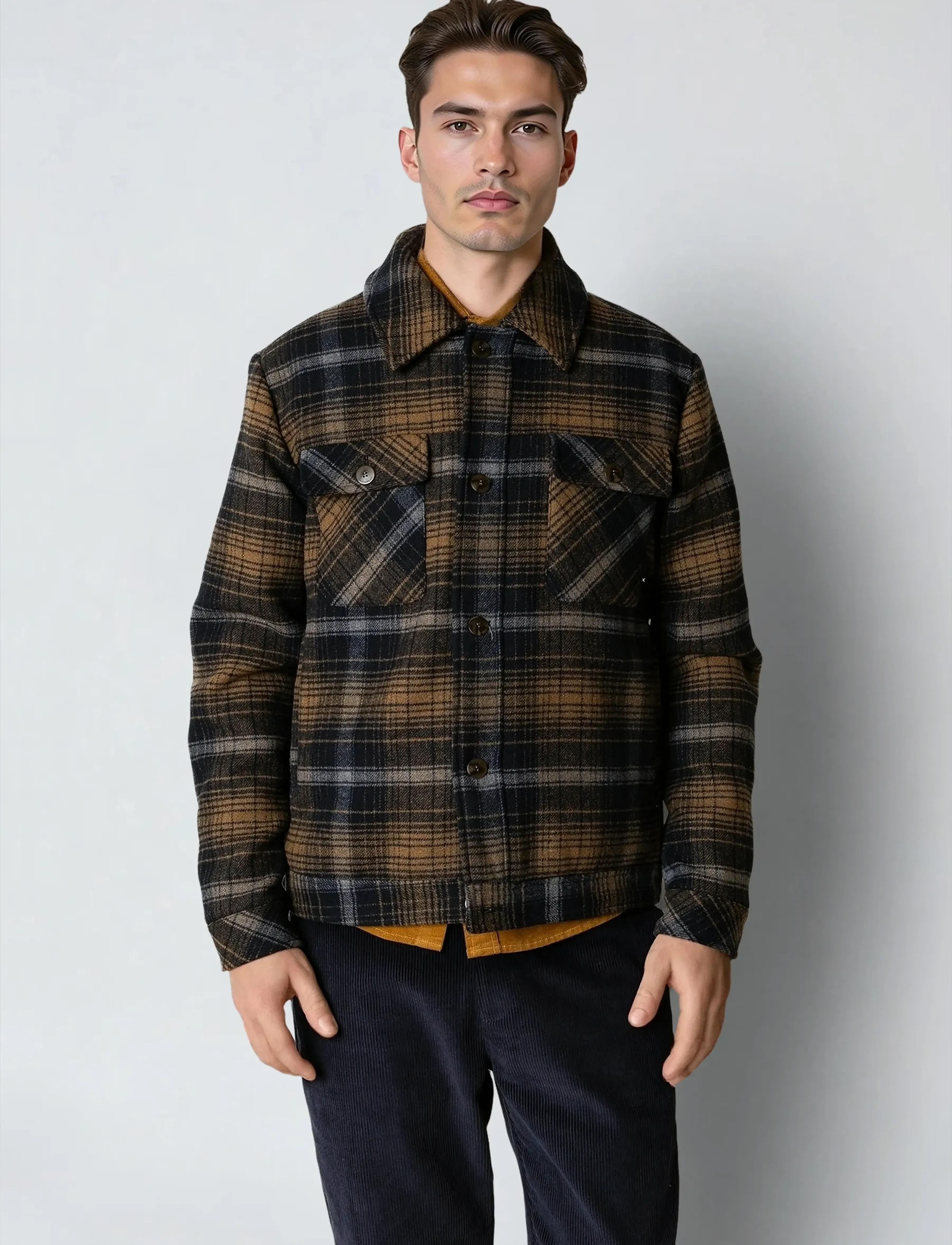 Clean Cut Copenhagen Luke Check Wool Jacket, M, Jackets, Braun - Männerswear