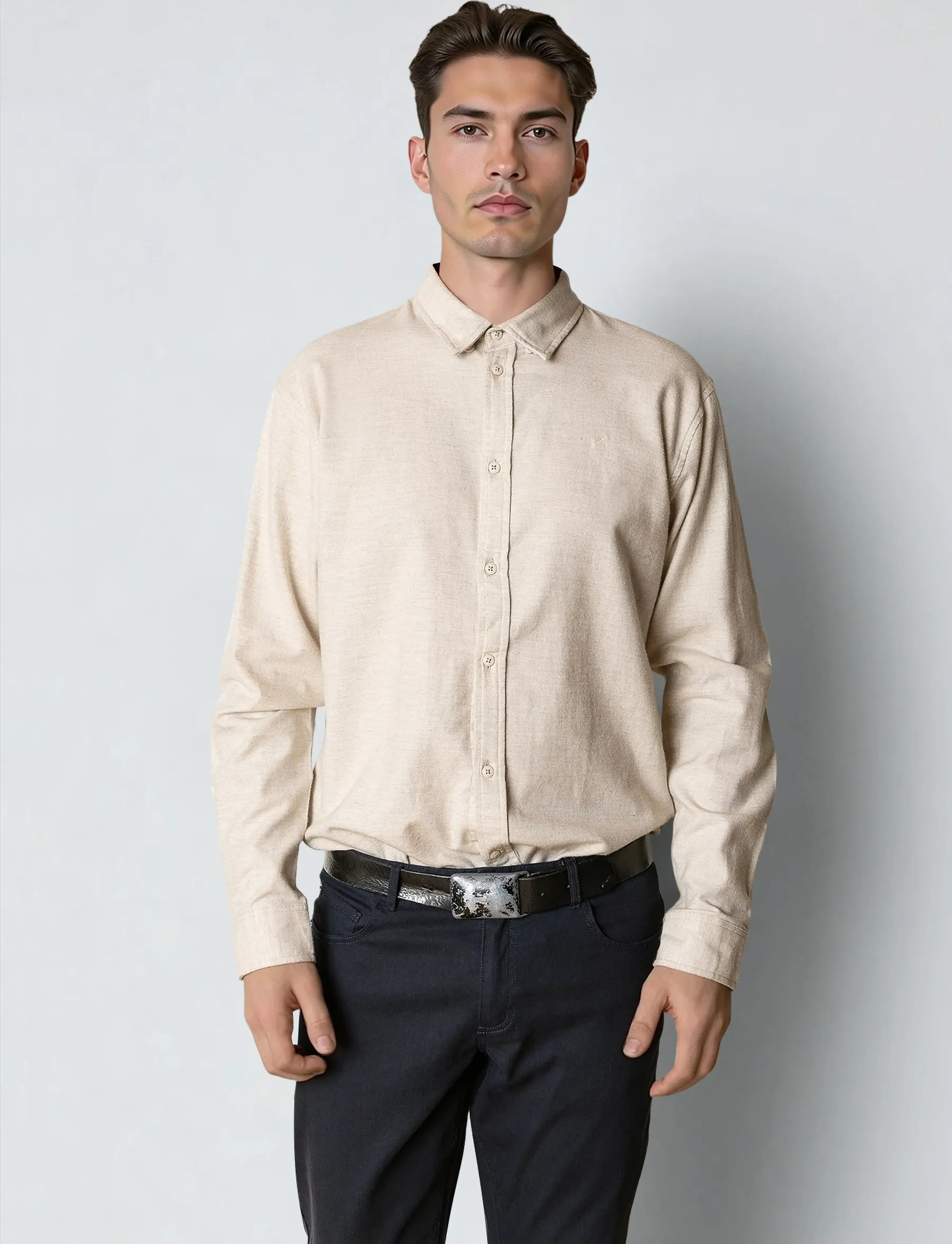 Clean Cut Copenhagen Russel Flannel Shirt, S, Shirts, Beige - Männerswear
