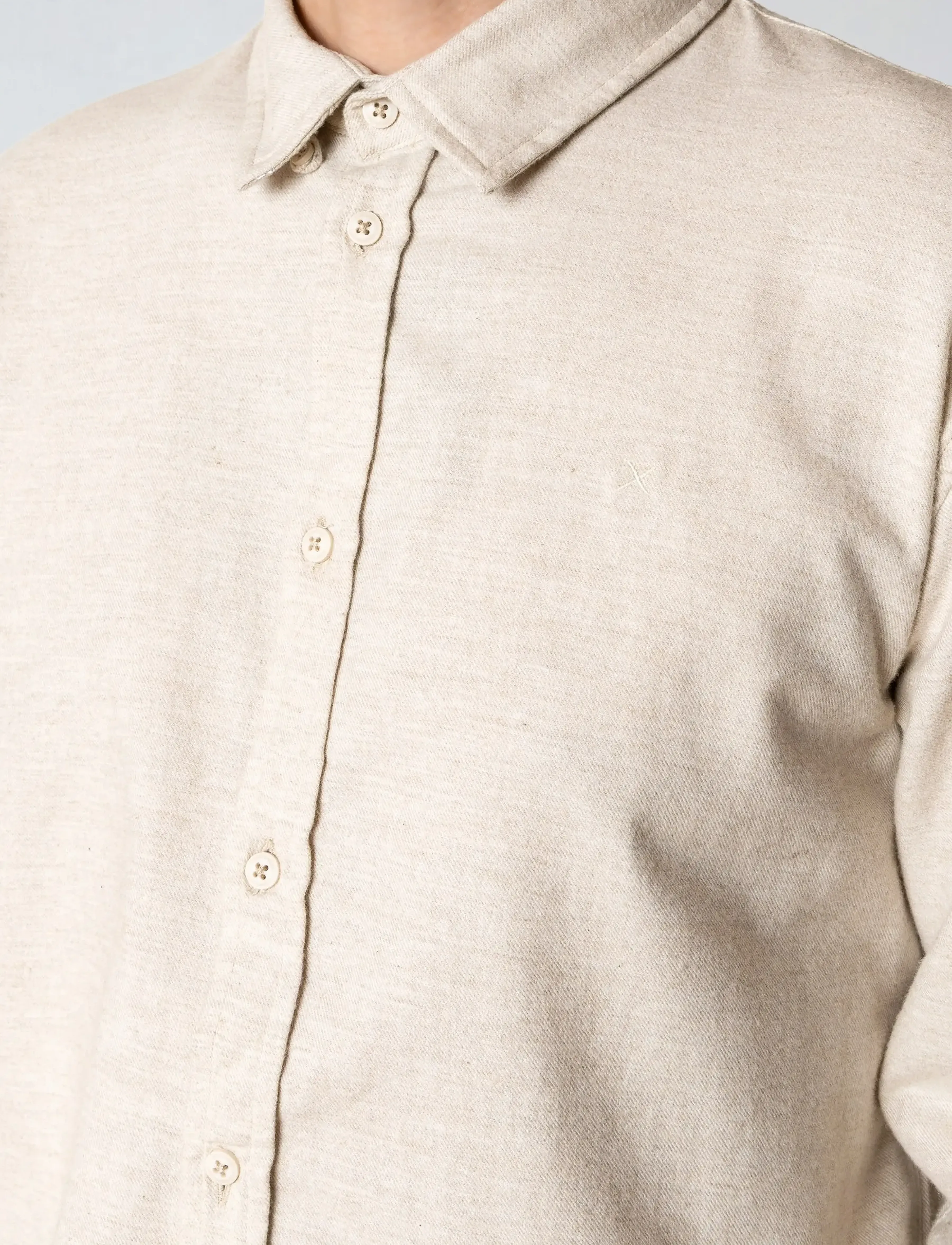 Clean Cut Copenhagen - Russel flannel shirt - flanellen overhemden - ecru melange - 3