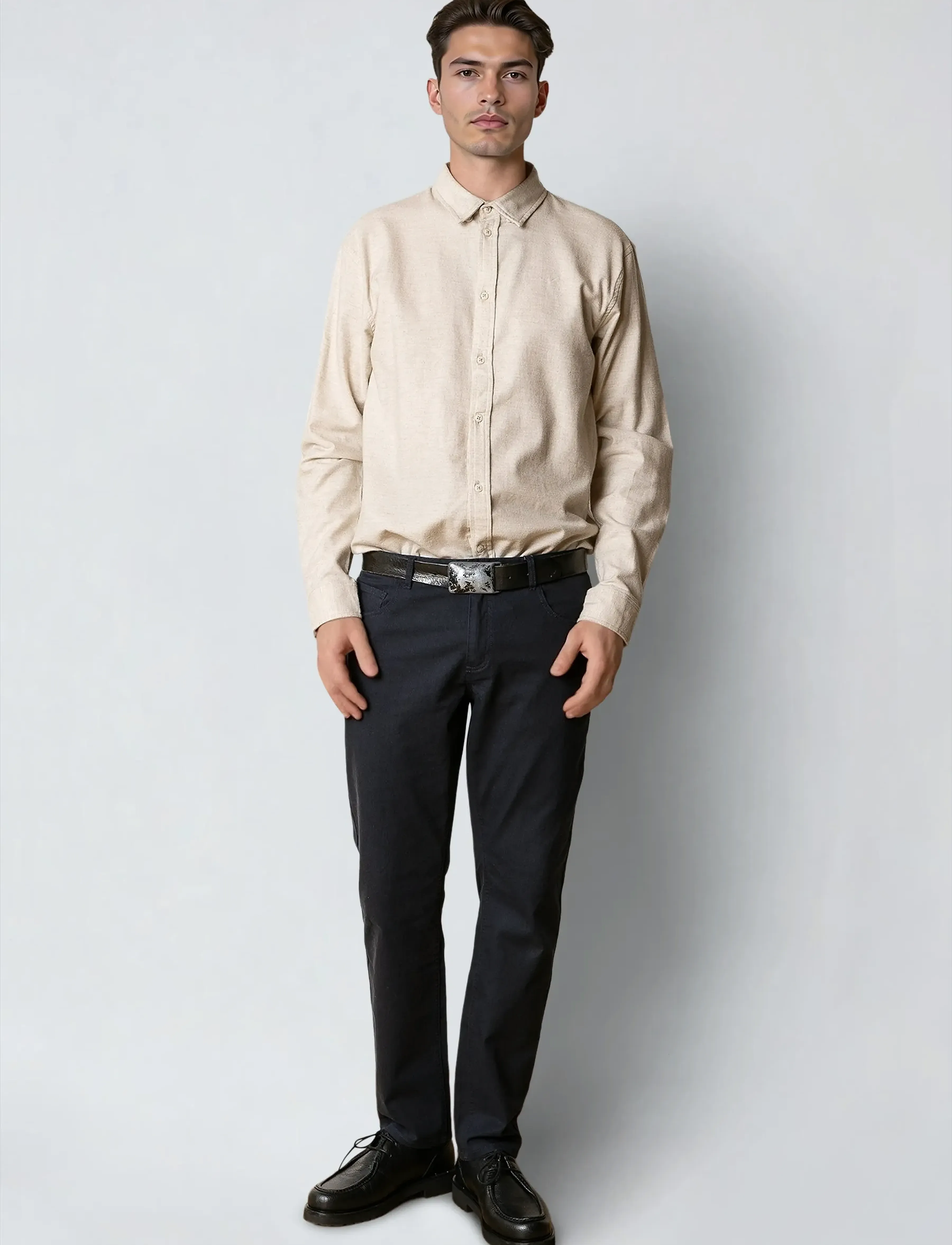 Clean Cut Copenhagen - Russel flannel shirt - flanellen overhemden - ecru melange - 4