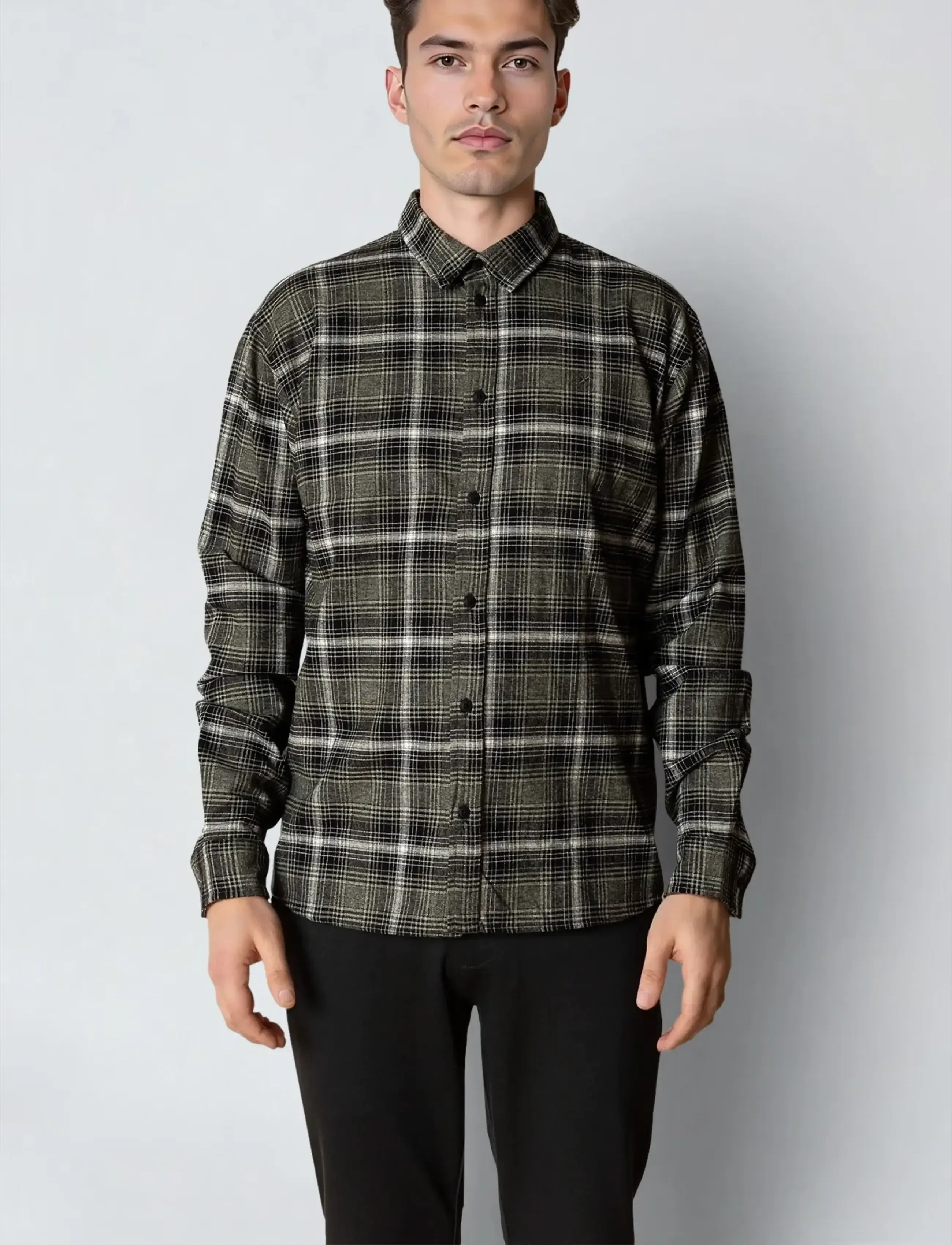Clean Cut Copenhagen Dylan checked flannel shirt - Dagens superdeals - ARMY/BLACK / multi