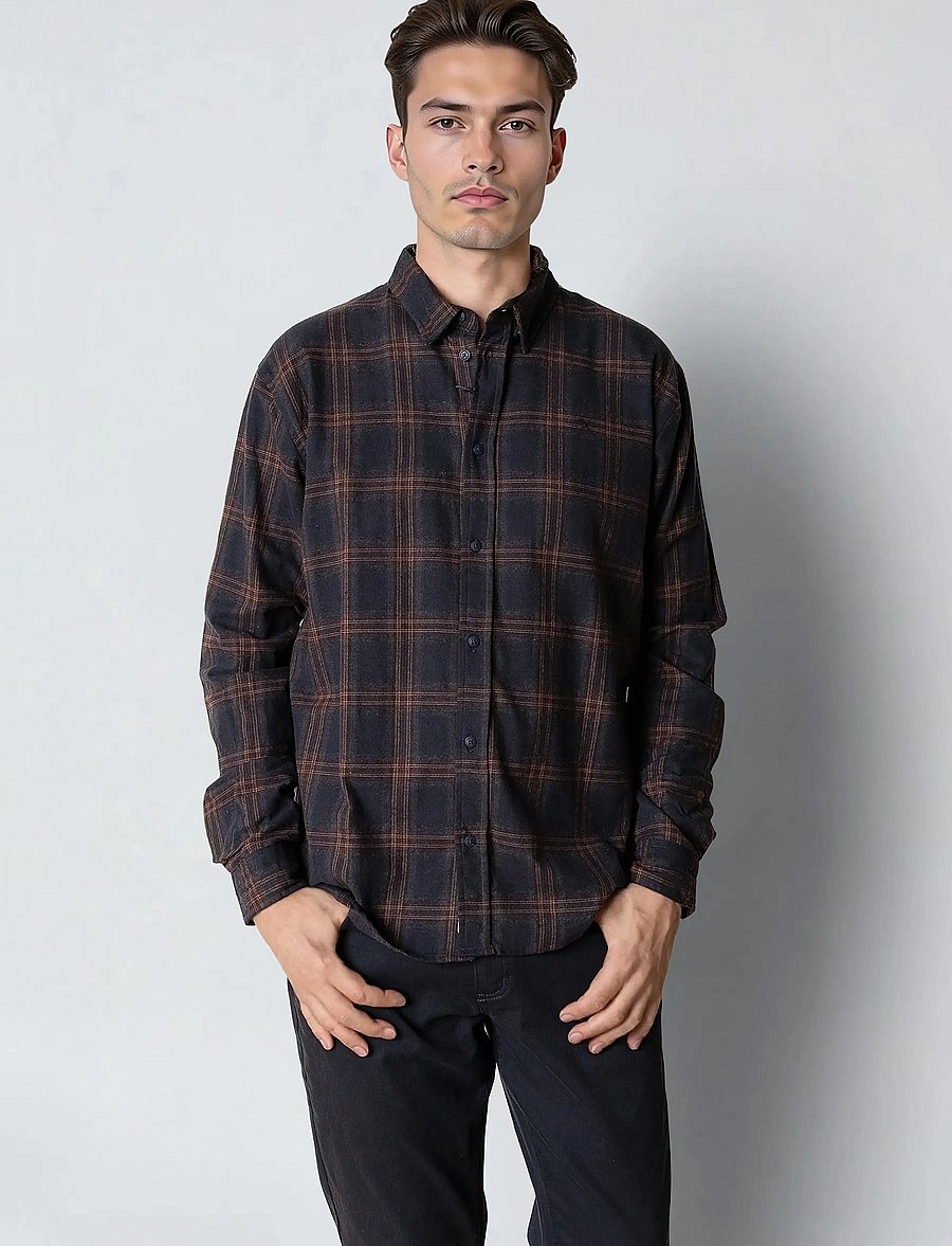 Clean Cut Copenhagen - Dylan checked flannel shirt - flanellskjortor - dark navy - 0