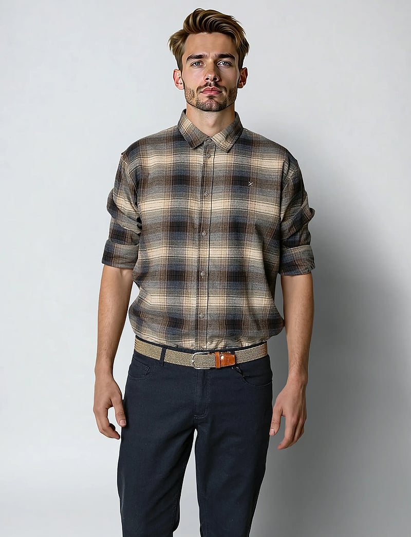 Clean Cut Copenhagen - Dylan checked flannel shirt - flanell-hemden - ecru/navy - 0