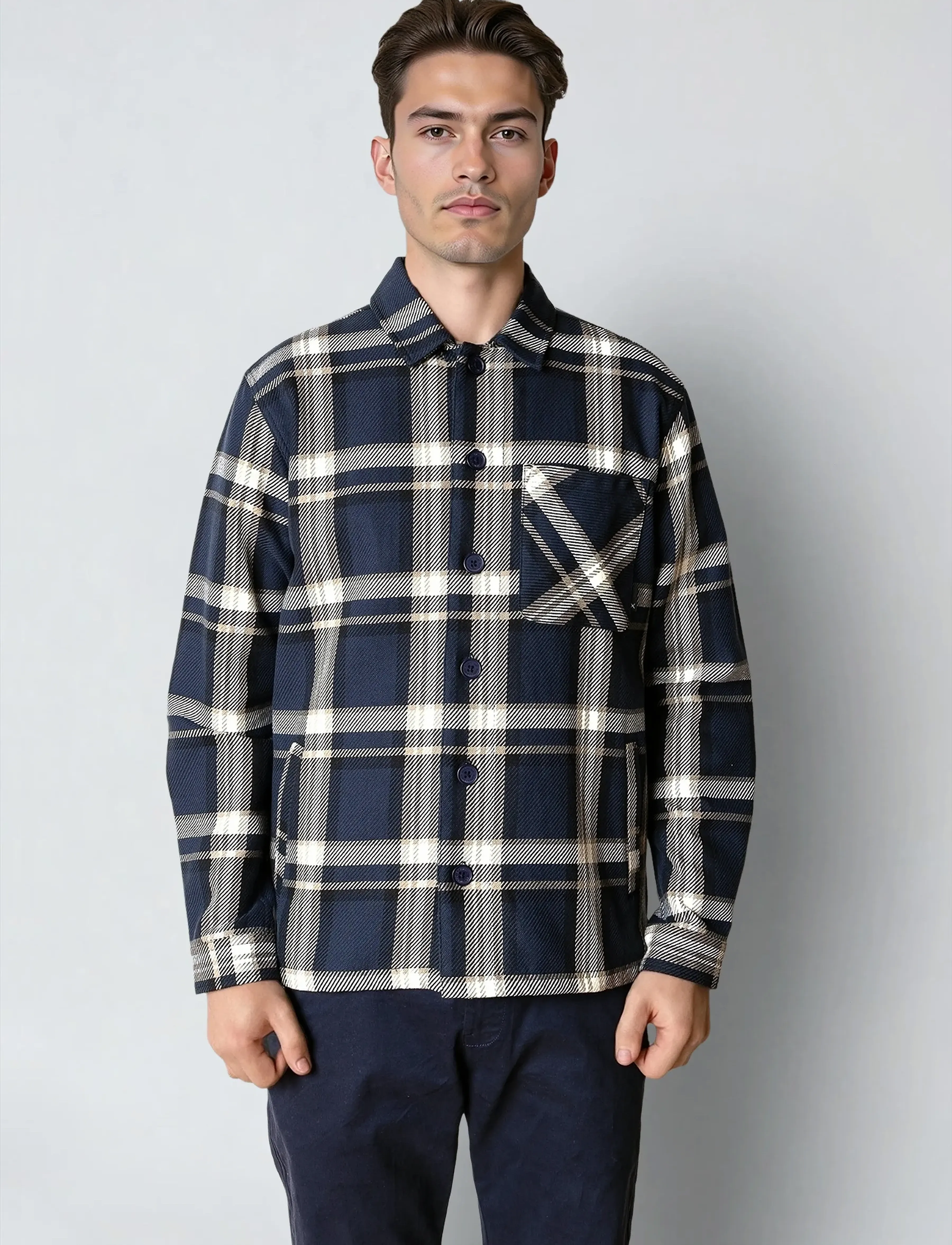 Clean Cut Copenhagen Asher checked overshirt - Kollektionen - NAVY / navy