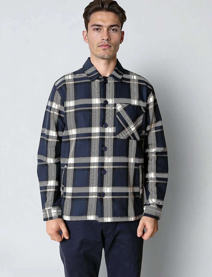 Clean Cut Copenhagen - Asher checked overshirt - collecties - navy - 0
