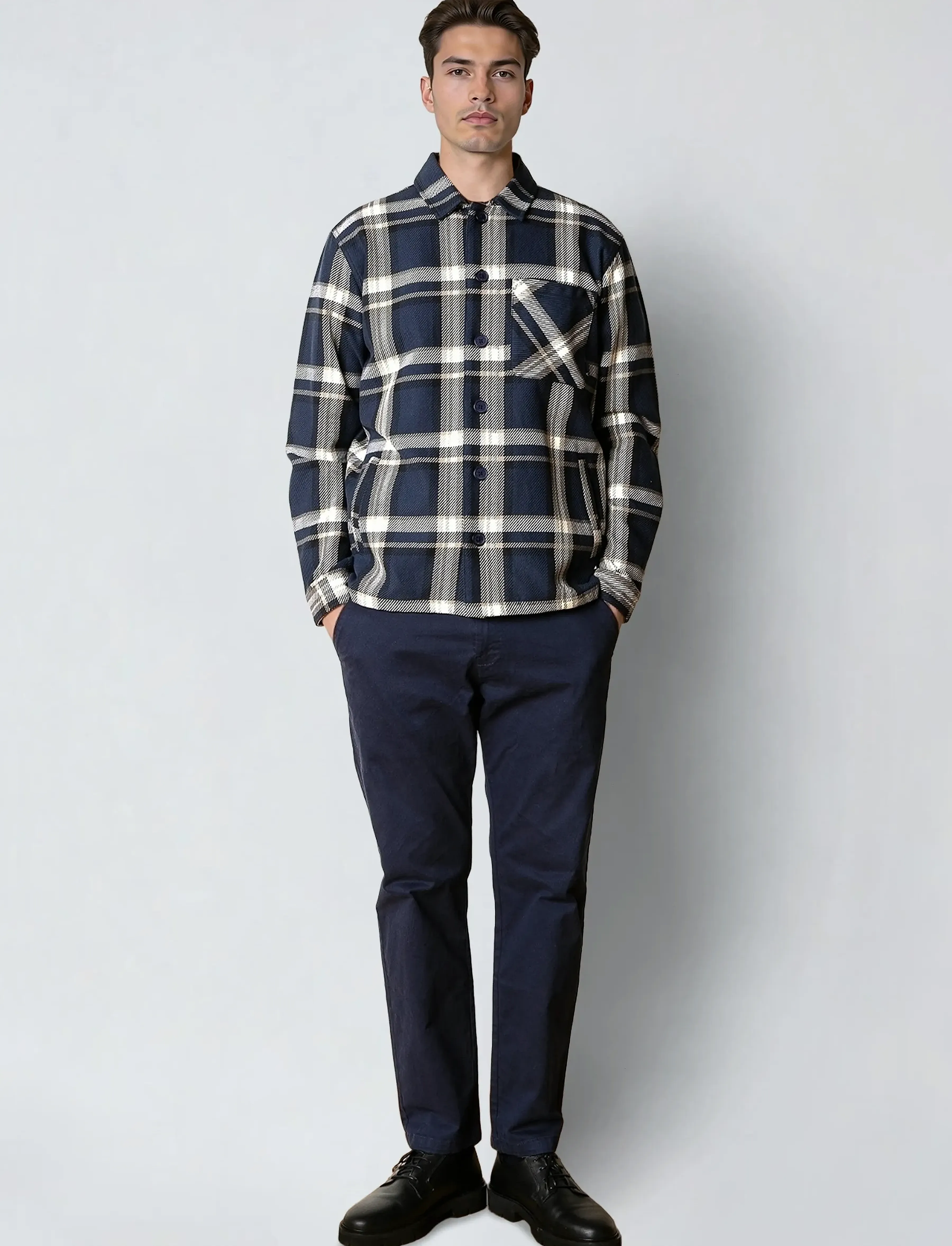 Clean Cut Copenhagen - Asher checked overshirt - collecties - navy - 4