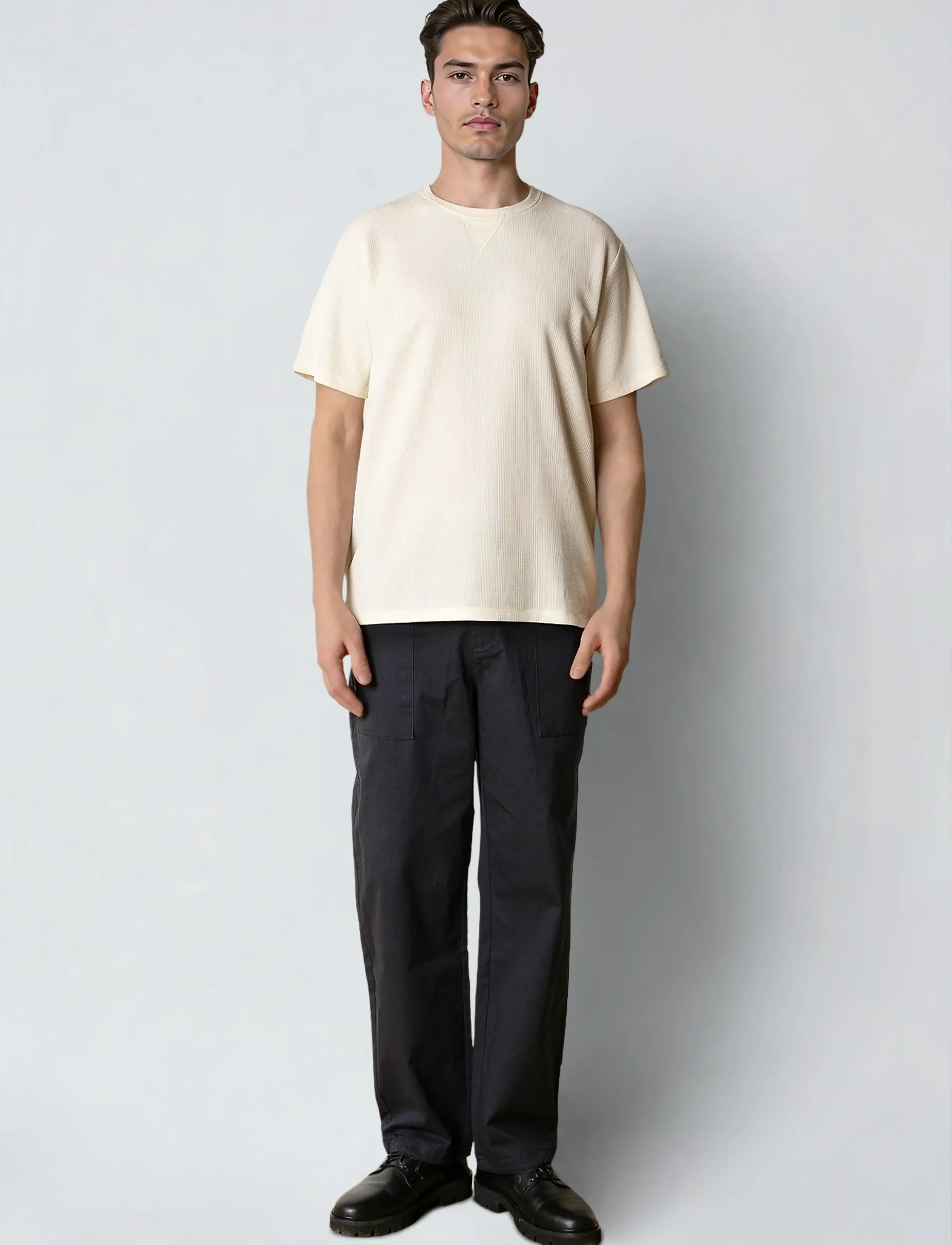 Clean Cut Copenhagen - Enzo t-shirt - kortærmede t-shirts - ecru melange - 4
