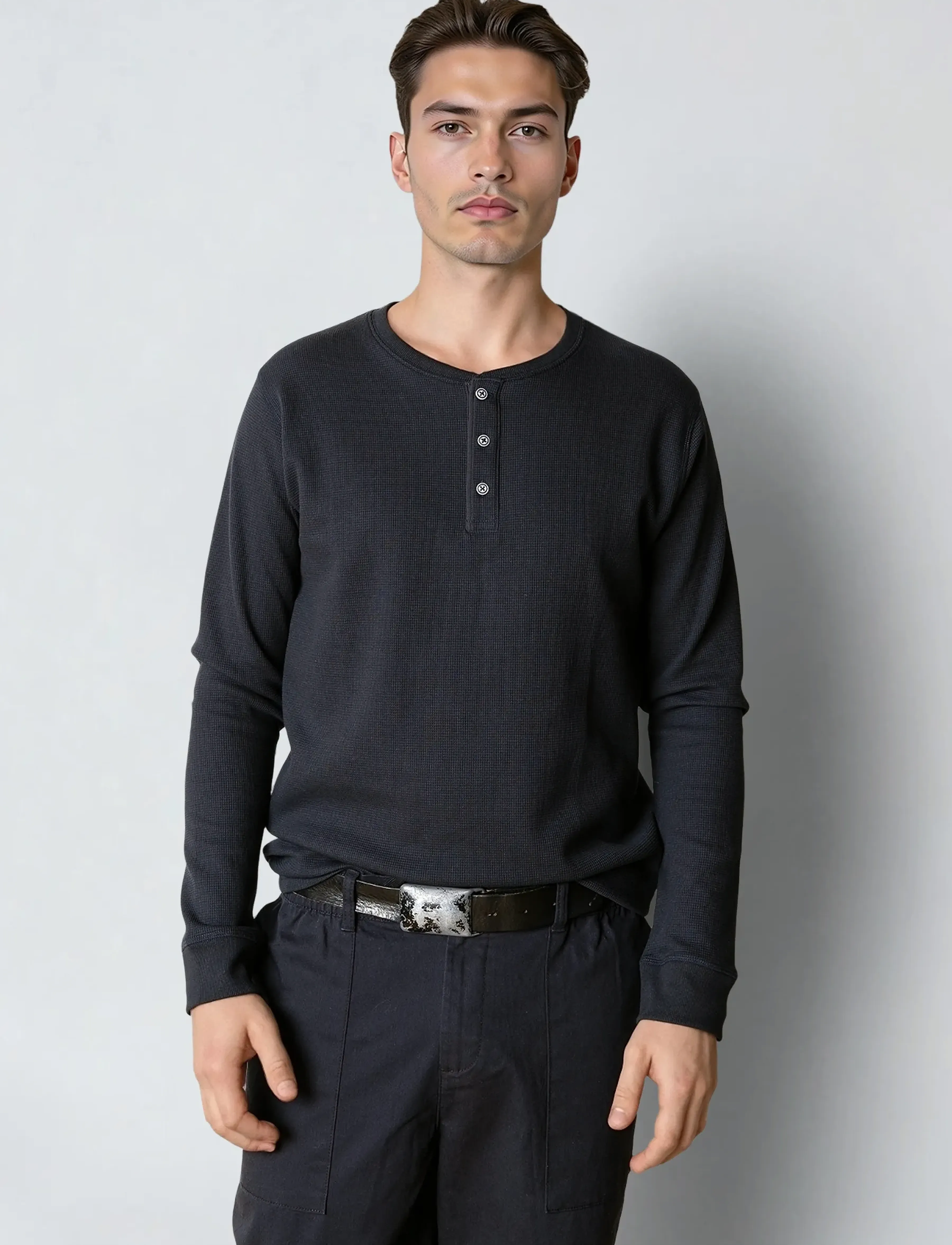 Clean Cut Copenhagen Cal L/S Grandad, Herren, Langarm Grandad Shirt, Marineblau, Gr.S