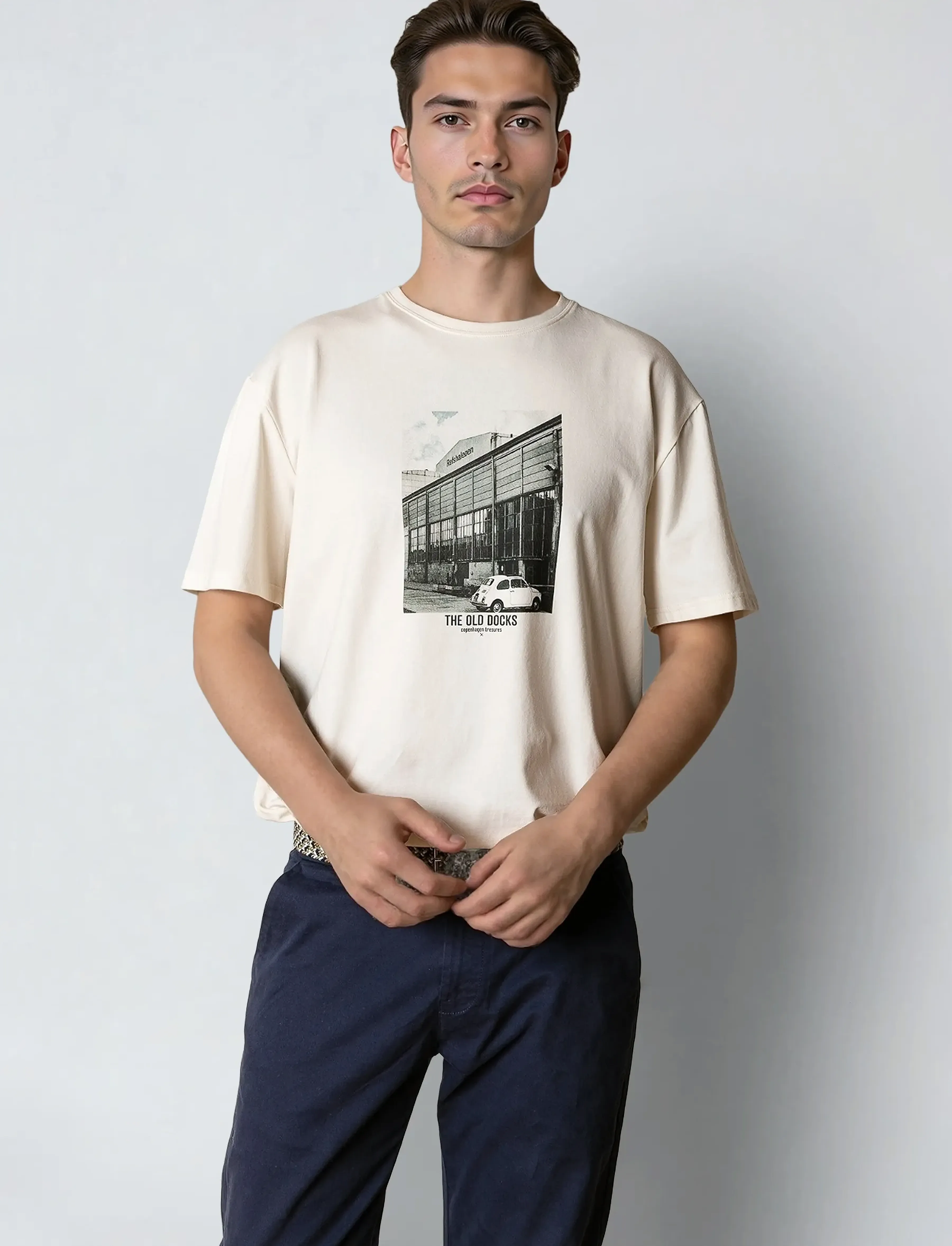 Clean Cut Copenhagen Old Docks Organic T-Shirt, 3XL, T-shirts, Creme - Short-sleeved, Männerswear
