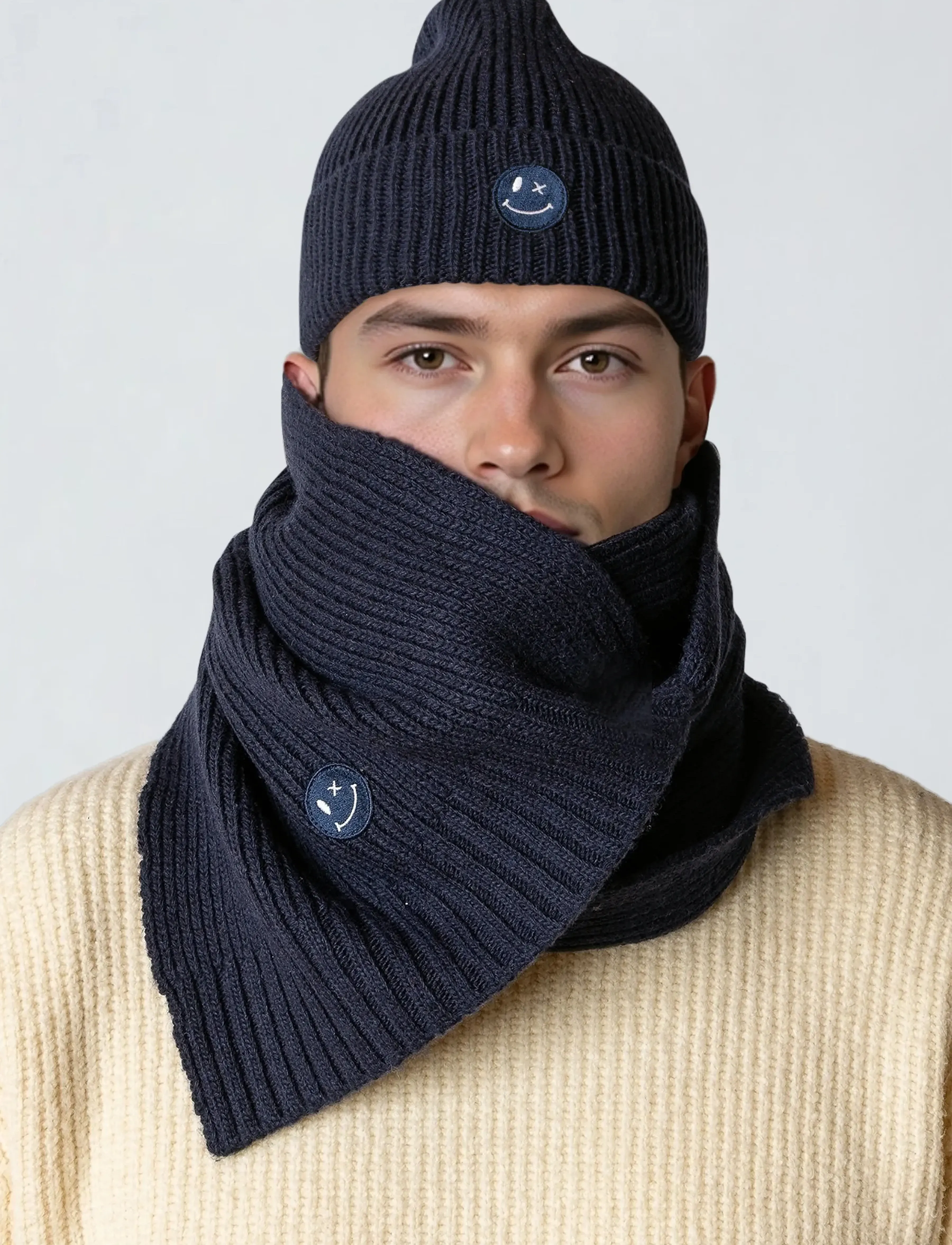 Clean Cut Copenhagen Patrick scarf knit - Looks for less - DARK NAVY / navy