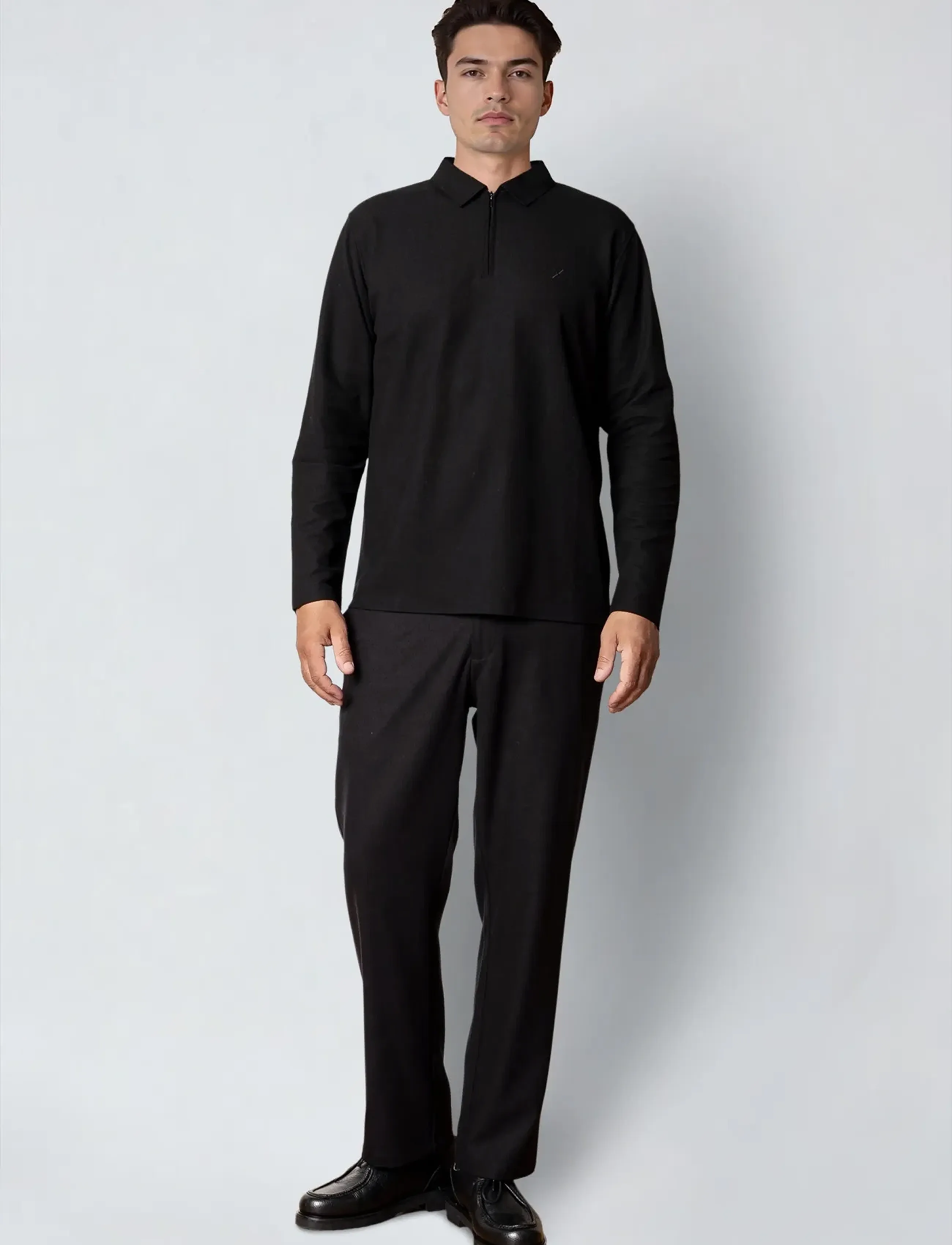 Clean Cut Copenhagen - Joss L/S polo - long-sleeved polos - black - 3