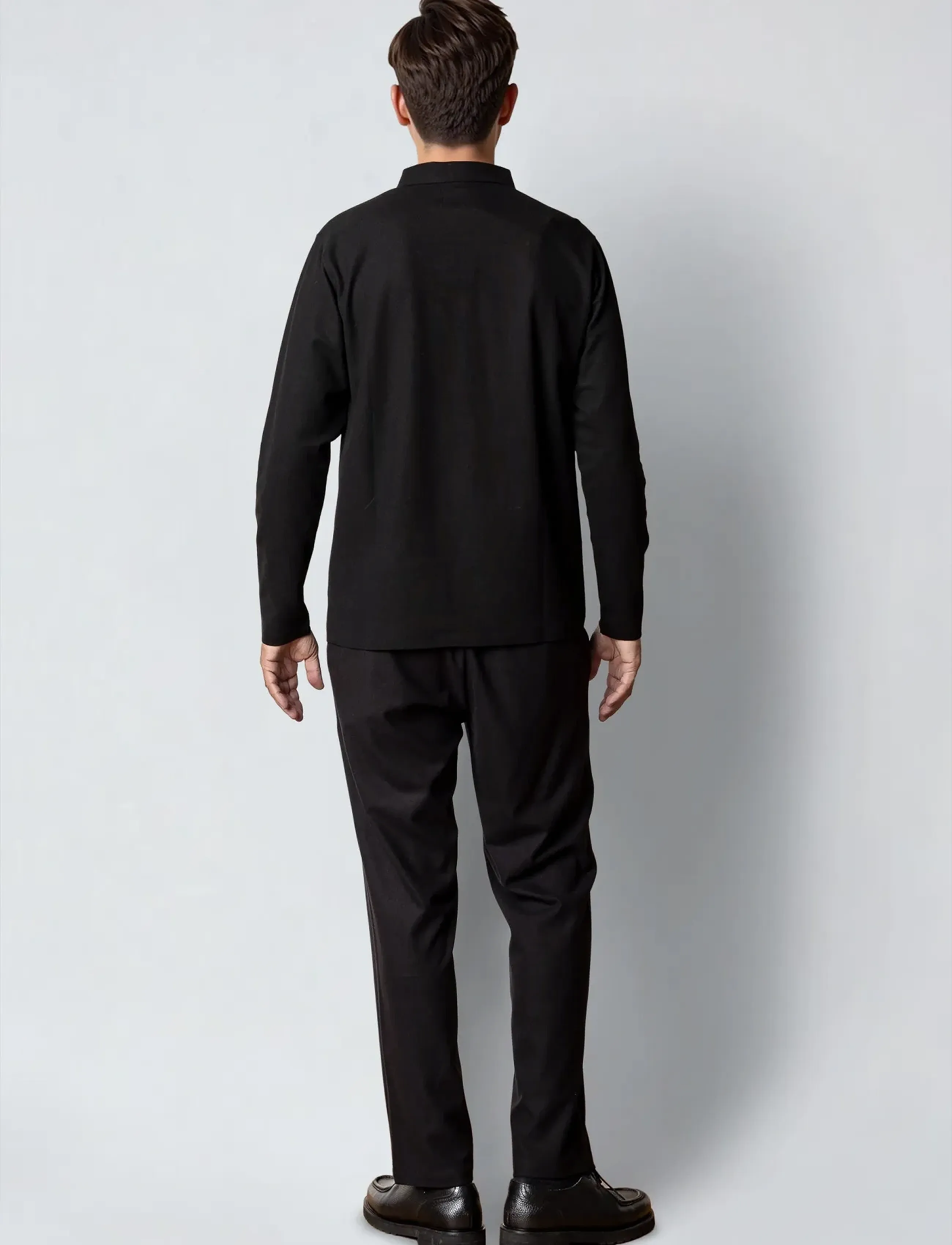 Clean Cut Copenhagen - Joss L/S polo - long-sleeved polos - black - 4