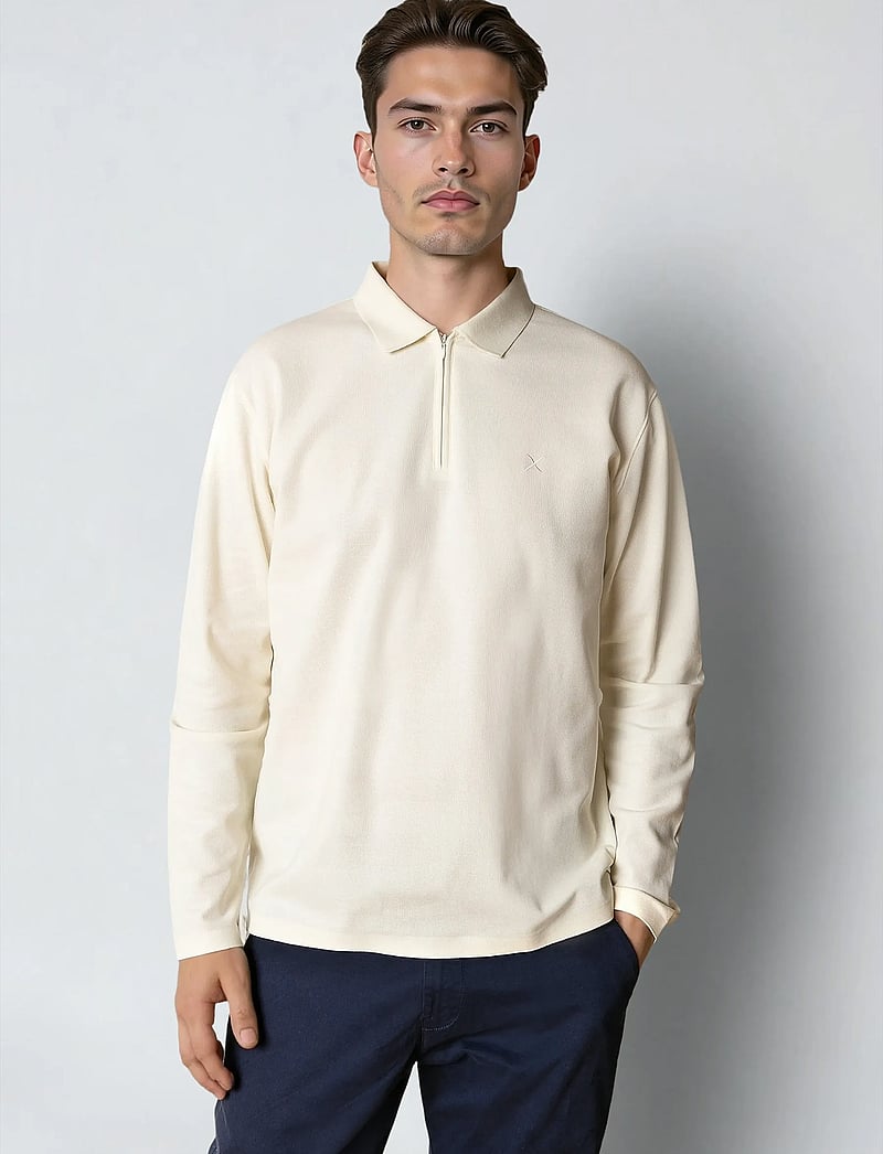 Clean Cut Copenhagen - Joss L/S polo - long-sleeved polos - ecru - 0