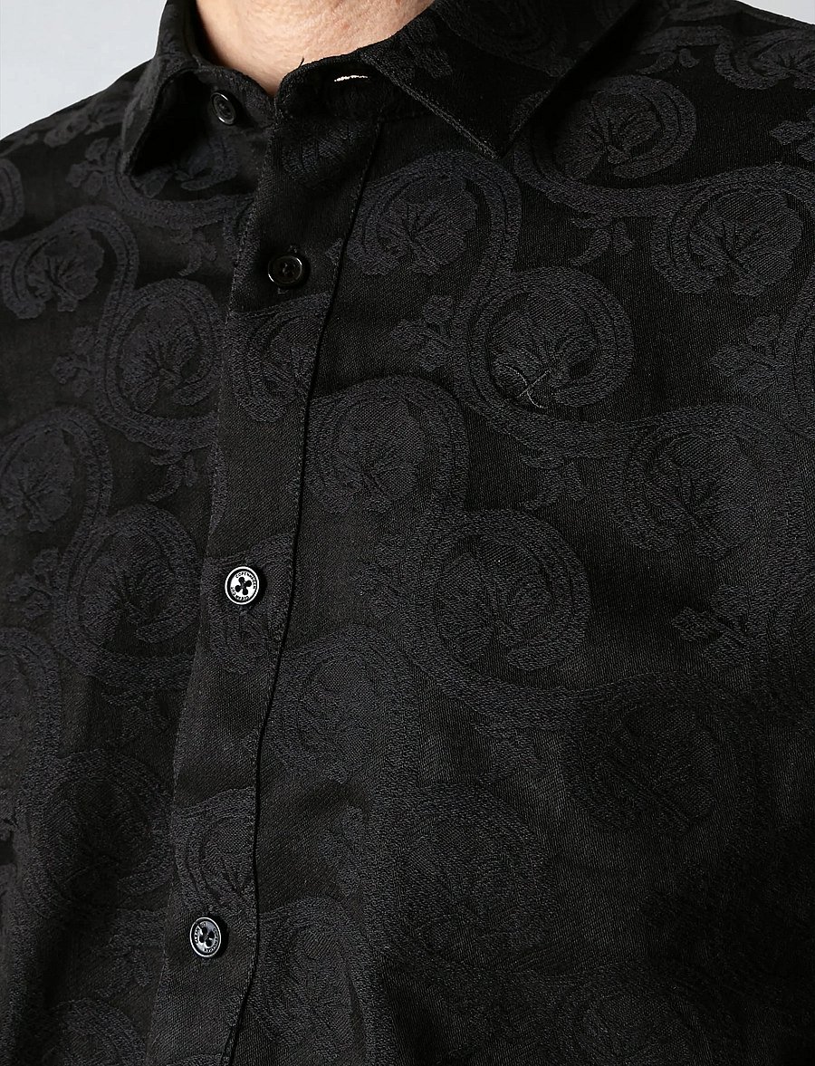 Clean Cut Copenhagen - Malvin jaquard shirt - mustriga särgid - black - 3