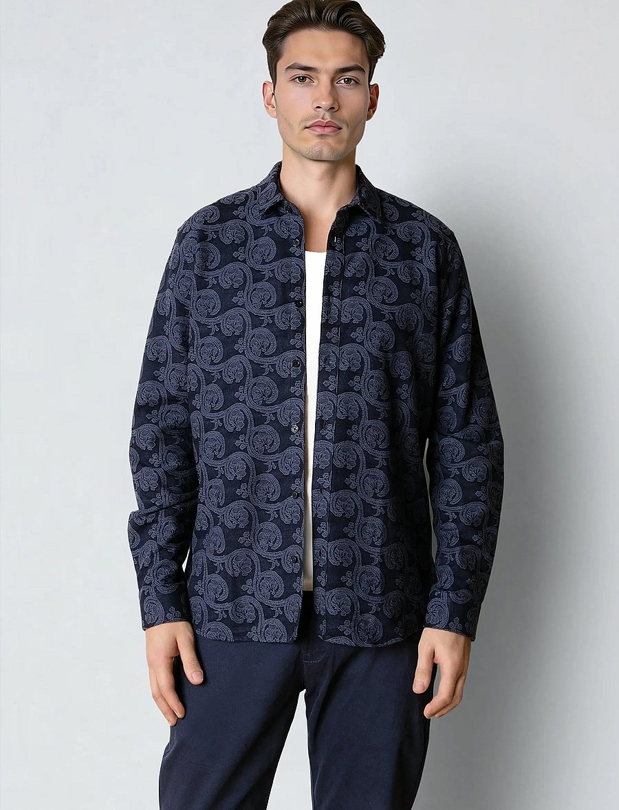 Clean Cut Copenhagen - Malvin jaquard shirt - skjorter med mønster - navy - 0