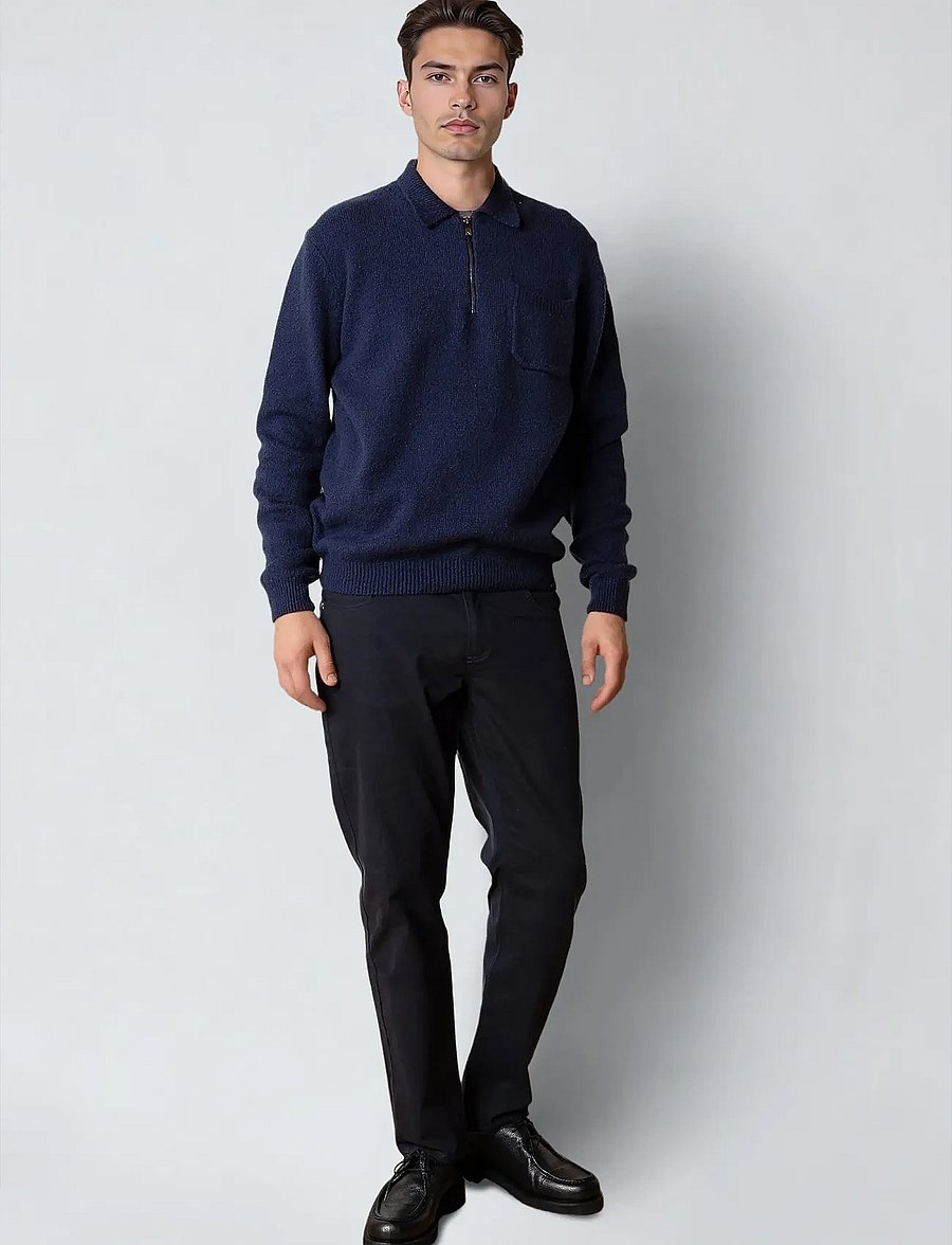 Clean Cut Copenhagen - Bryan knitted polo - long-sleeved knitted polos - navy - 3