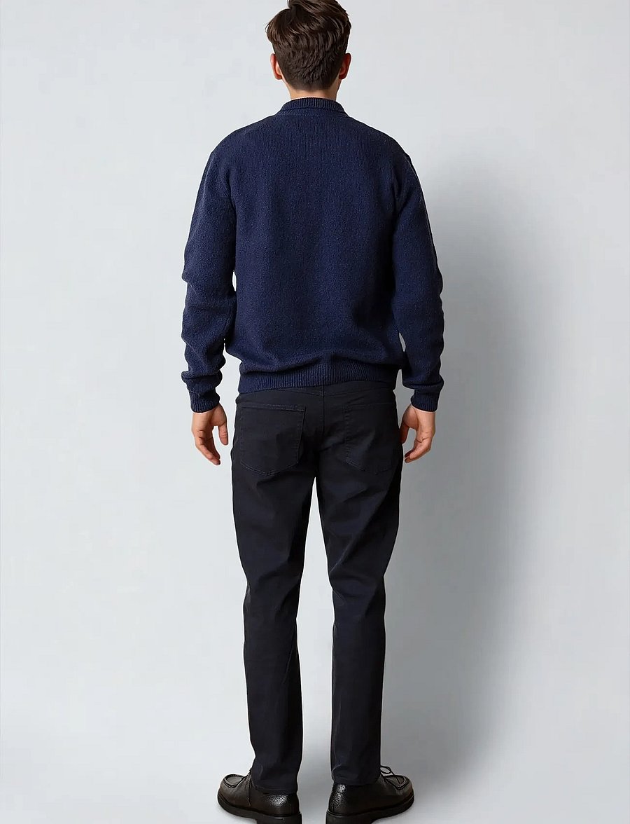 Clean Cut Copenhagen - Bryan knitted polo - long-sleeved knitted polos - navy - 4