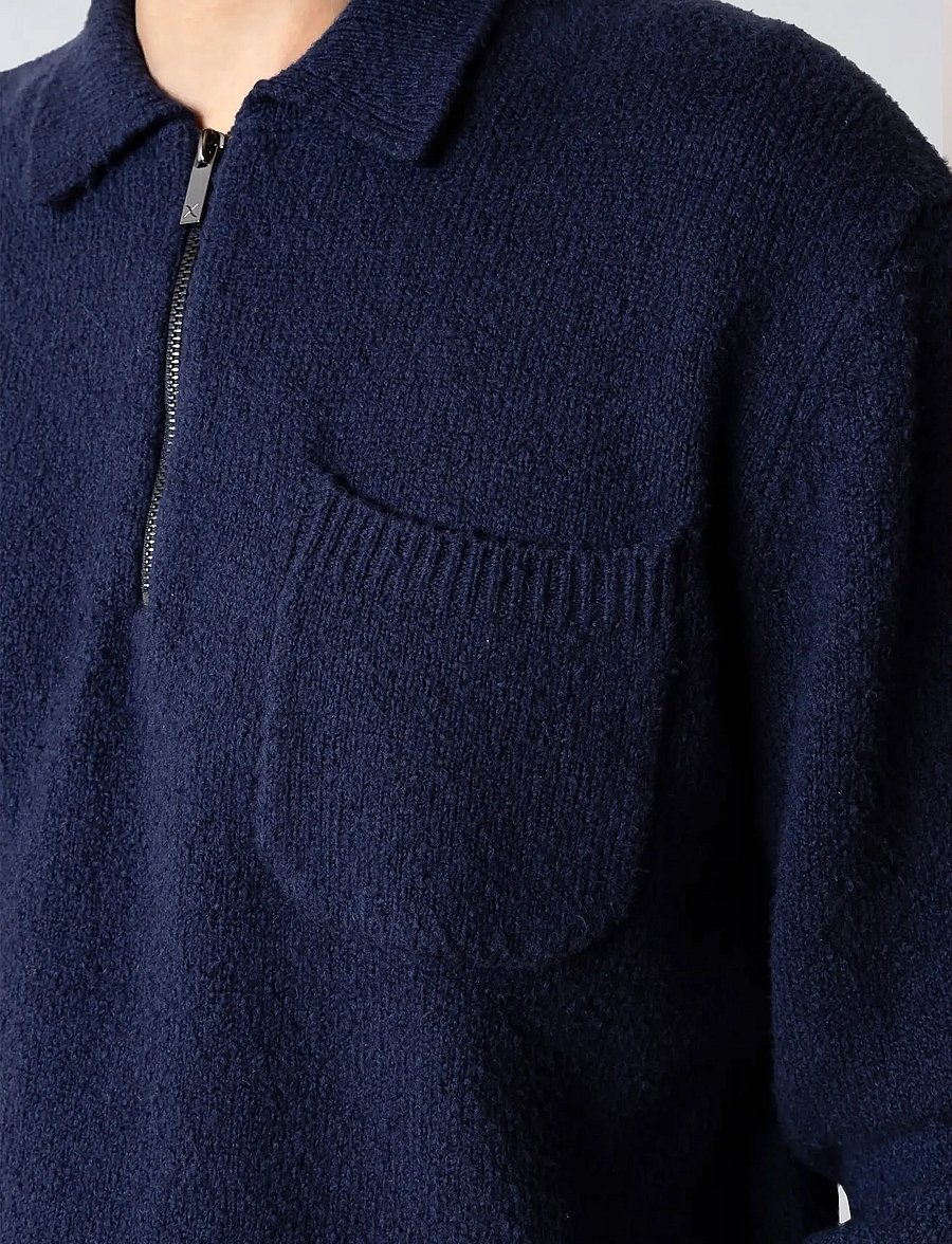 Clean Cut Copenhagen - Bryan knitted polo - long-sleeved knitted polos - navy - 5