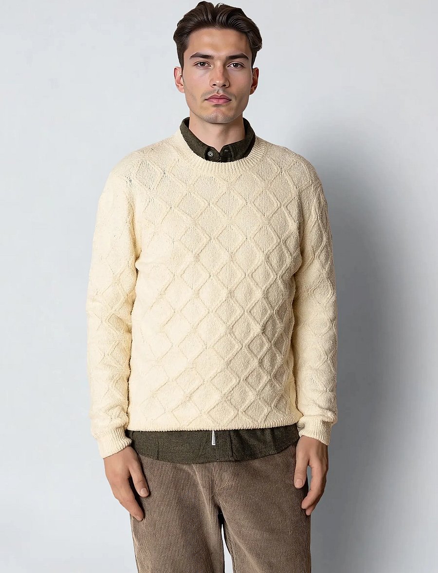 Clean Cut Copenhagen - Avery cable knit - rundhalsad - ecru melange - 0