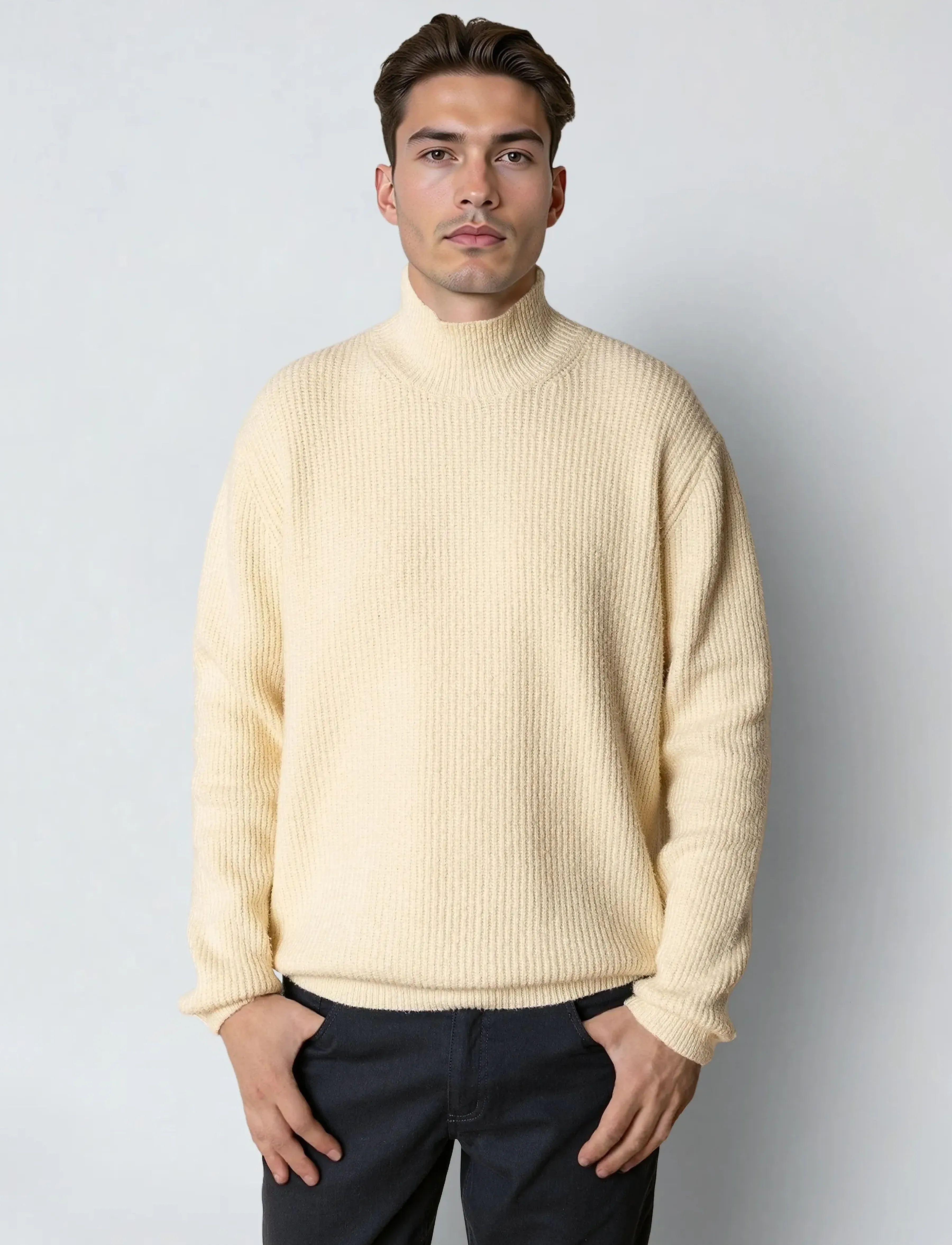 Clean Cut Copenhagen Pepe Turtleneck Knit, S, Knitwear, Creme - Turtlenecks, Männerswear