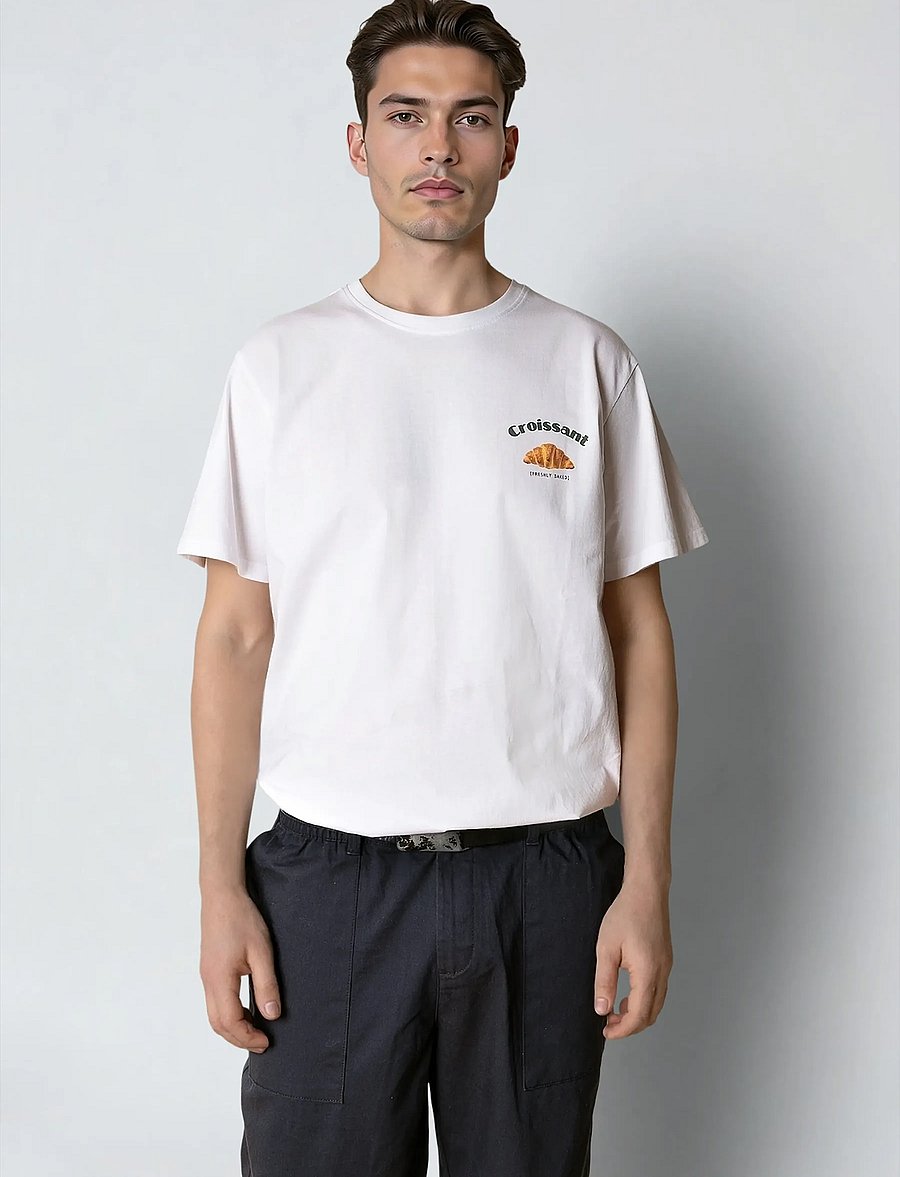 Clean Cut Copenhagen - Croissant t-shirt - short-sleeved t-shirts - white - 0