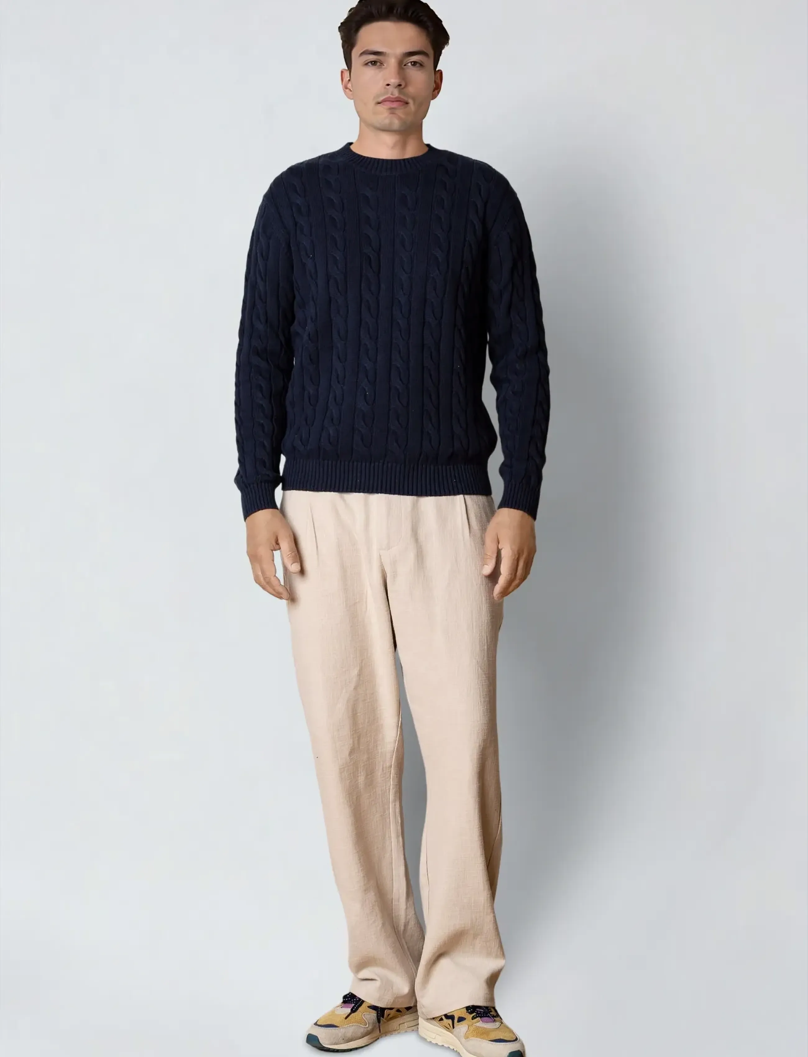 Clean Cut Copenhagen - August cable knitted jumper - rundhalsad - navy - 3