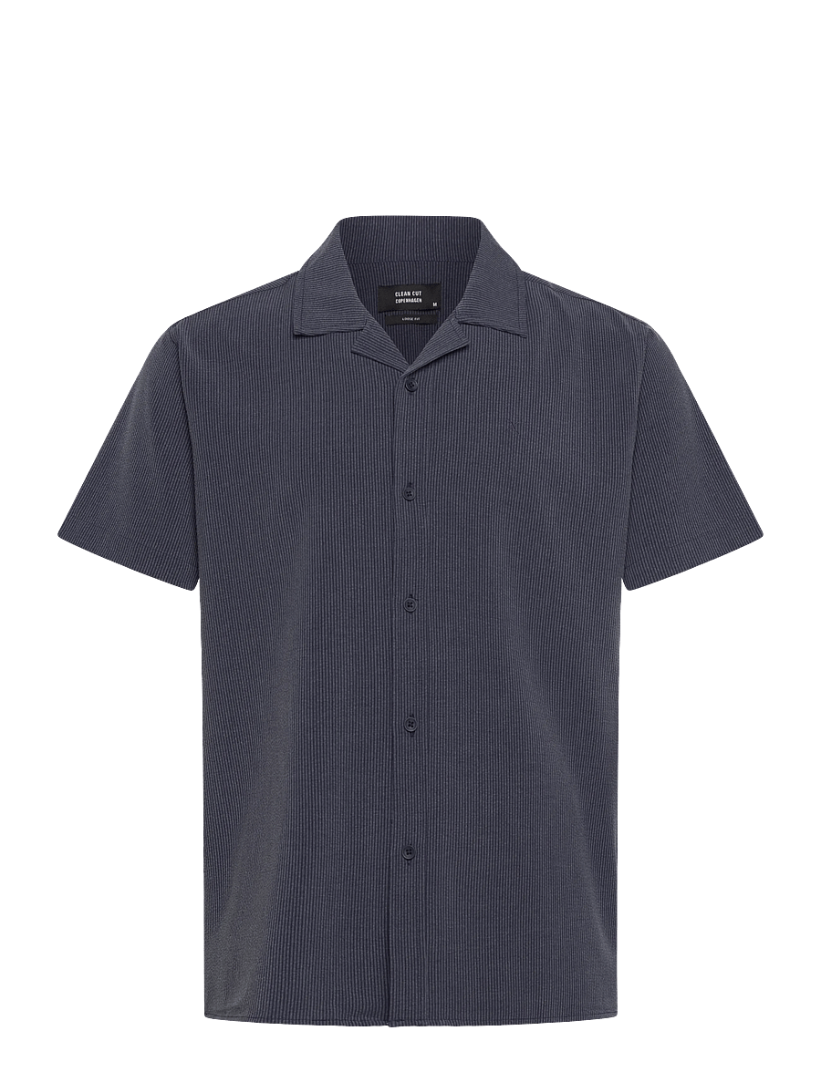Clean Cut Copenhagen - Bowling Erico striped S/S shirt - lühikeste varrukatega särgid - navy - 1