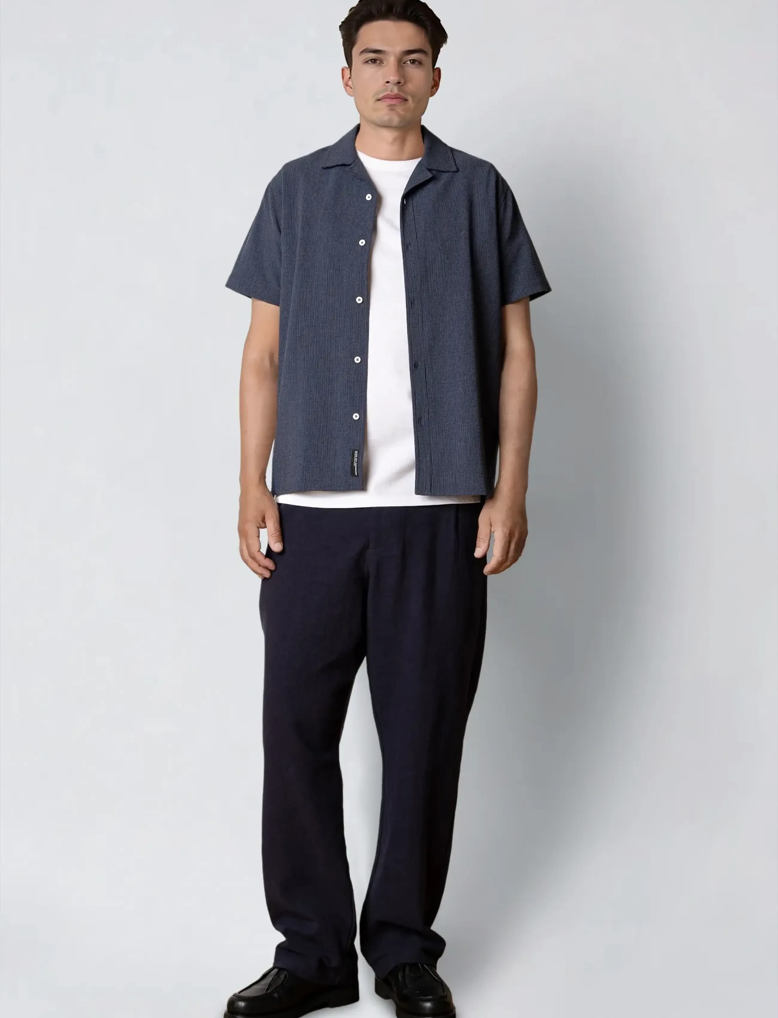 Clean Cut Copenhagen - Bowling Erico striped S/S shirt - kortærmede skjorter - navy - 3