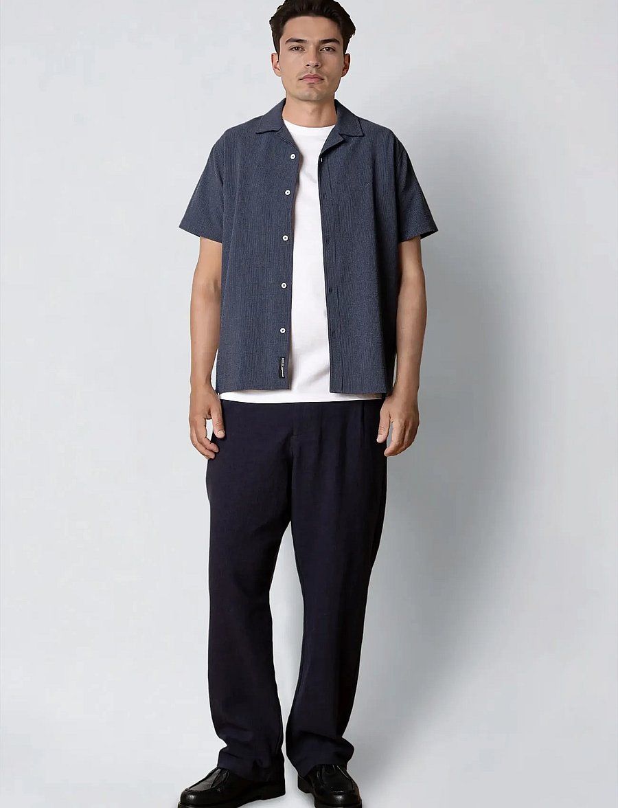 Clean Cut Copenhagen - Bowling Erico striped S/S shirt - lühikeste varrukatega särgid - navy - 3