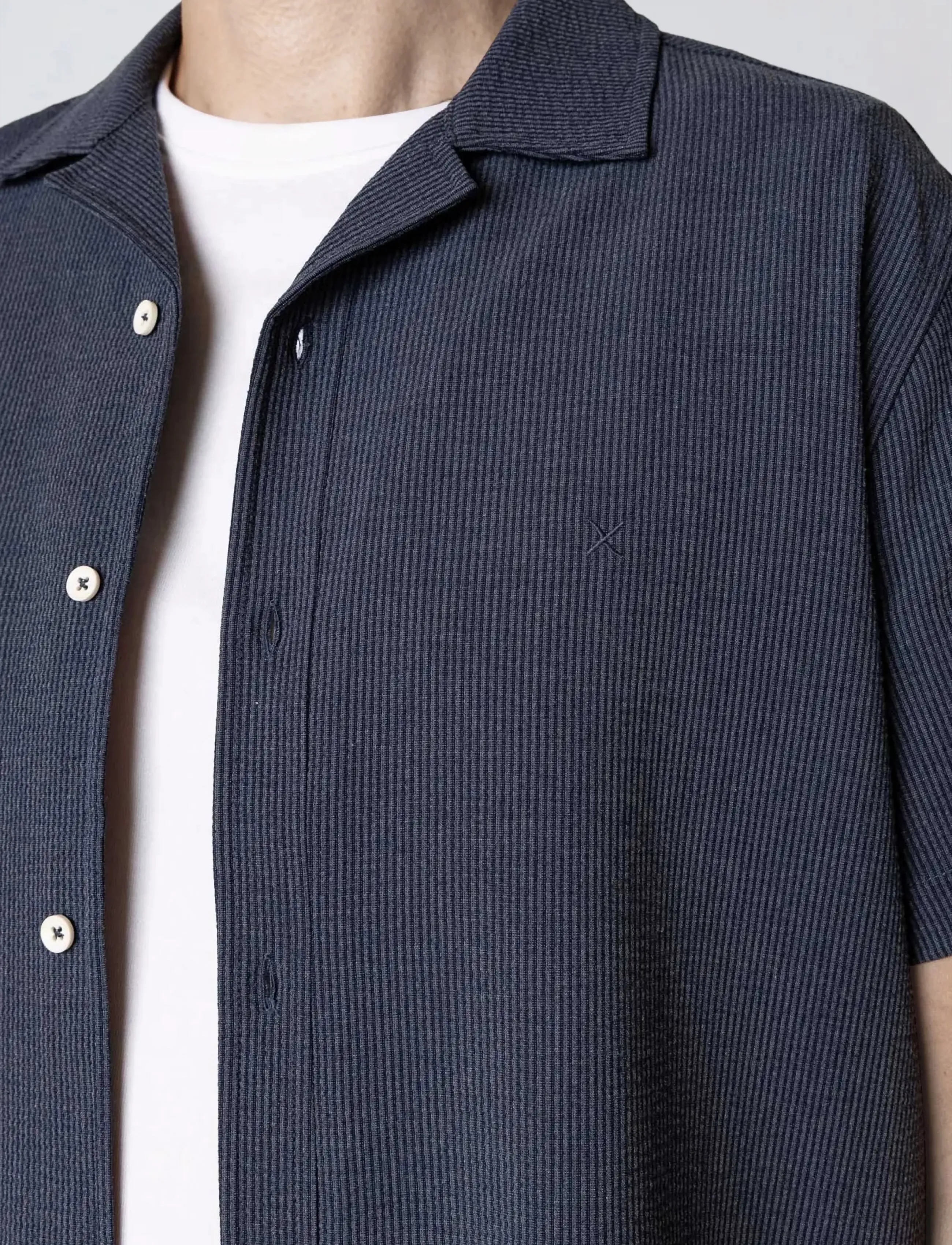 Clean Cut Copenhagen - Bowling Erico striped S/S shirt - kortærmede skjorter - navy - 4